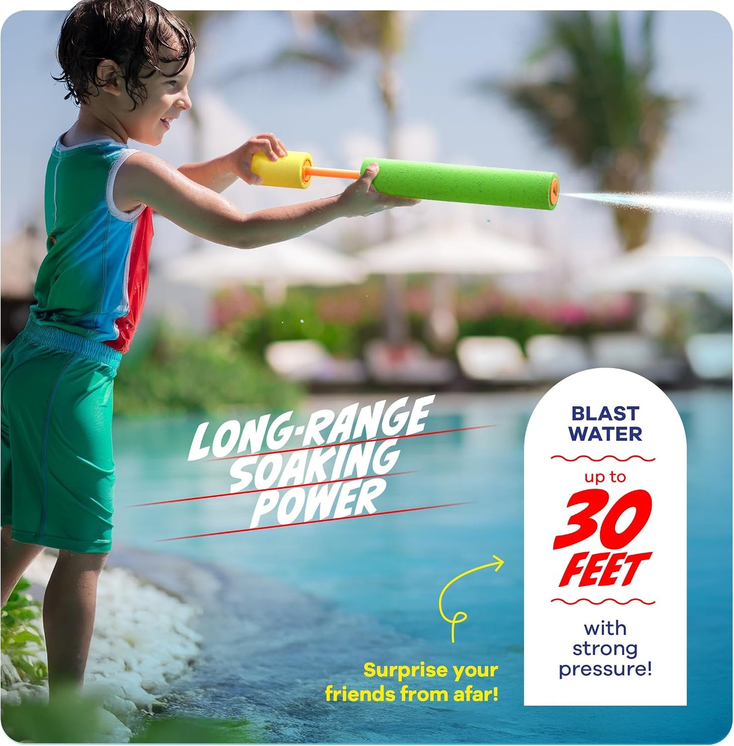 HotWater Guns For Kids - Outdoor Water Toys - Pool Toys for Kids Ages 4-8, 6-8, 8-10, 8-12 - Squirt Gun Blaster - Pool Games - Backyard Summer Party Activities - Kid Swim Toy for Girls, Boys, Teen - 3 Pk
