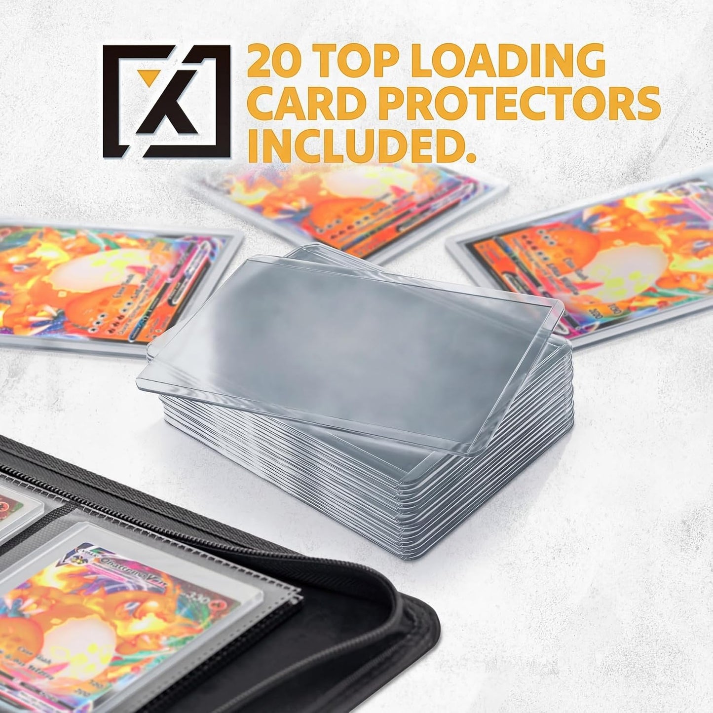 Hot X PRO Top Load Card Binder - Compatible with Top-loading Card Cases - Fits 252 | 20 Premium Loaders Included | 9-Pocket Ringless Double-Sided Pages | Premium Storage for TCG & Sports Cards