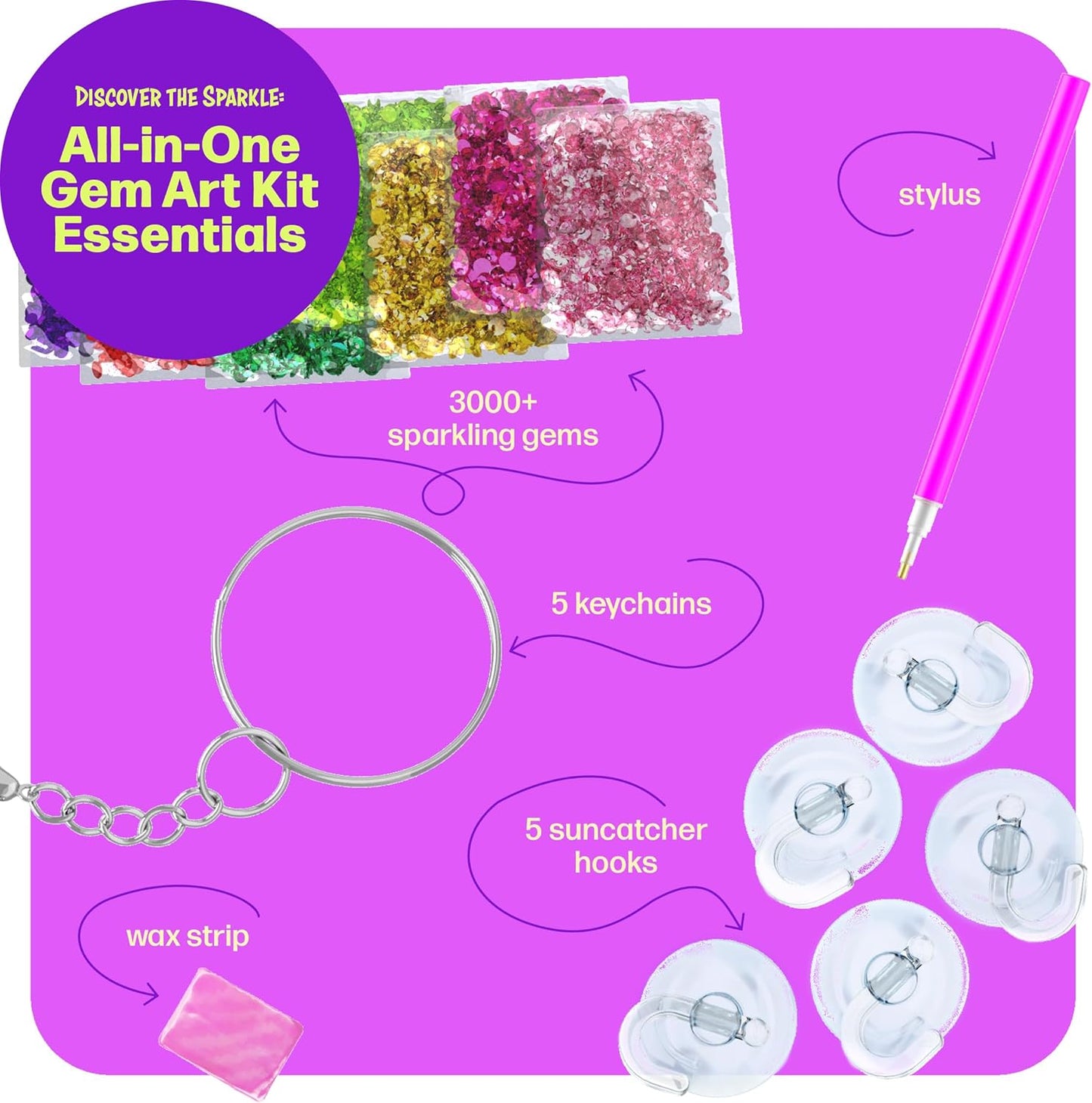 Hot Dan&Darci Diamond Art Kit for Kids - Gem Painting - Arts & Crafts Kits for Ages 6-12 - Gifts for 6, 7, 8, 9, 10, 11, 12 Year Old Boy & Girl - Girls Birthday Toys Gift Ideas - Craft Activities