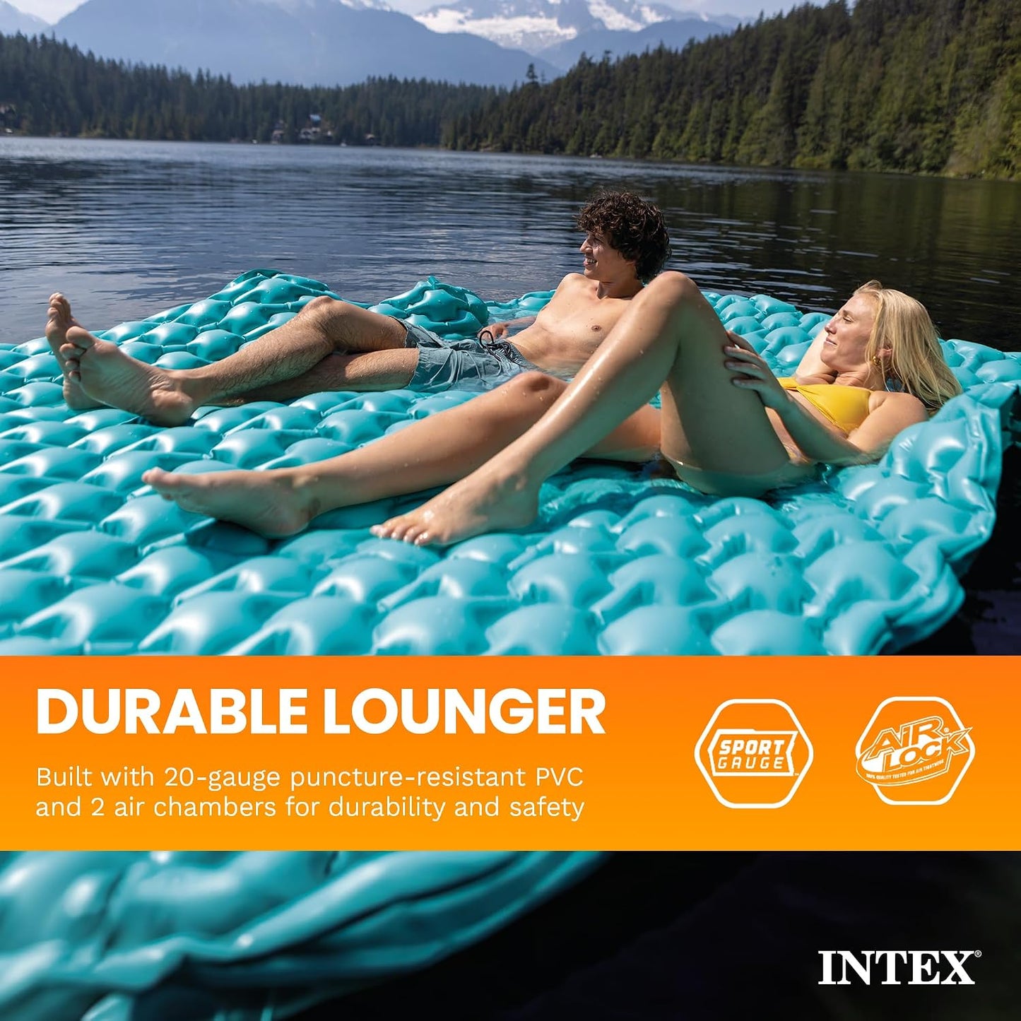 Hot Intex 56841EP Giant Inflatable Floating Water Mat Relaxing Platform Pad for Pools and Lakes with 4 Connect 'n Float Connectors, Teal