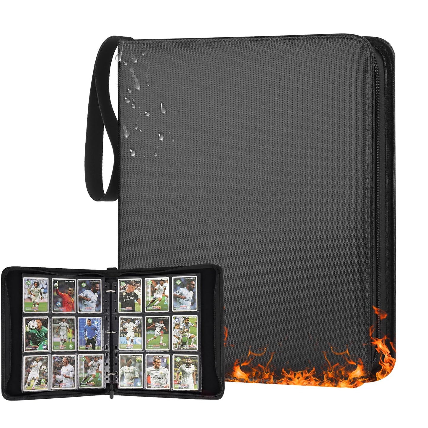 HotGERMUN 9 Pocket Trading Card Binder,720 Cards,40 Top-Loading Pages, Double Sided Pockets PU Cover Zipper Collection Album Folder for Standard MTG, TCG, Sports Cards(Black)