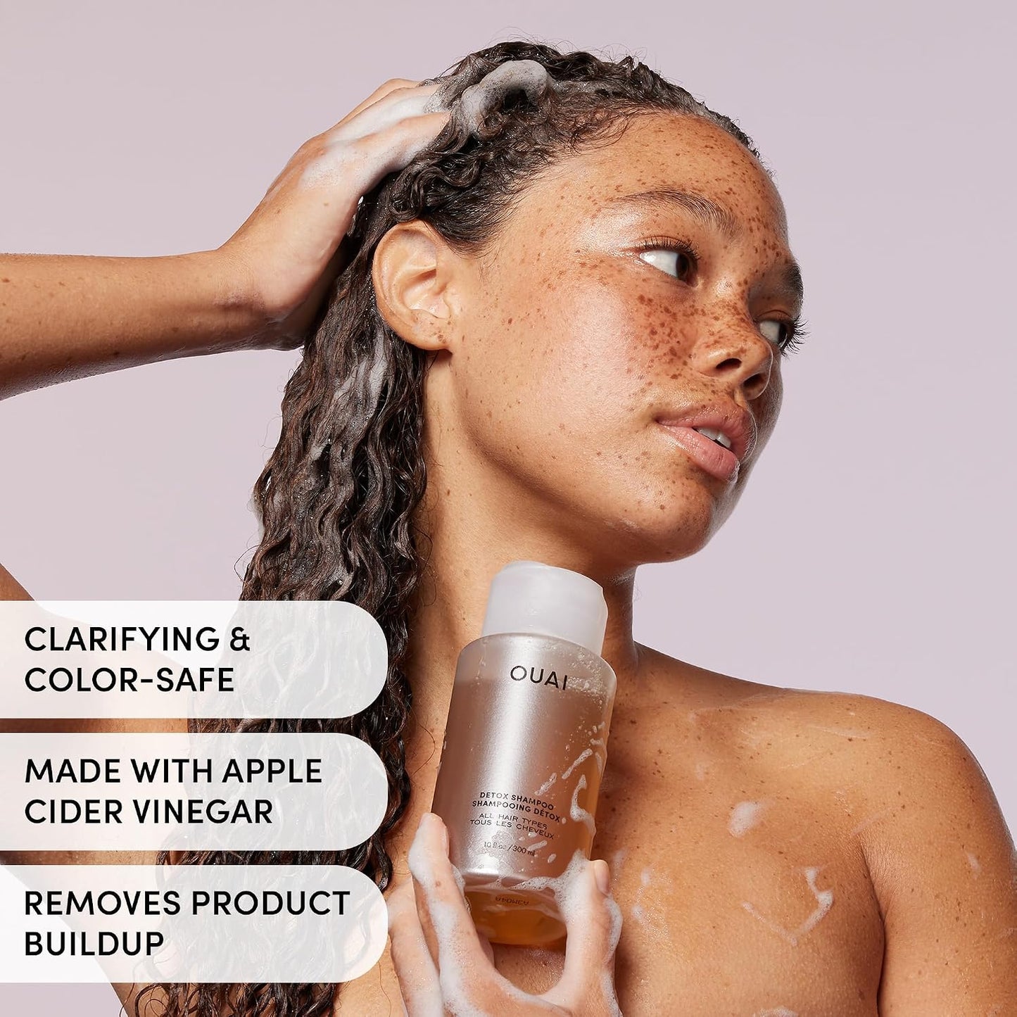 HotOUAI Detox Shampoo - Clarifying Shampoo for Build Up, Dirt, Oil, Product and Hard Water - Apple Cider Vinegar & Keratin for Clean, Refreshed Hair - Sulfate-Free Hair Care (10 oz)