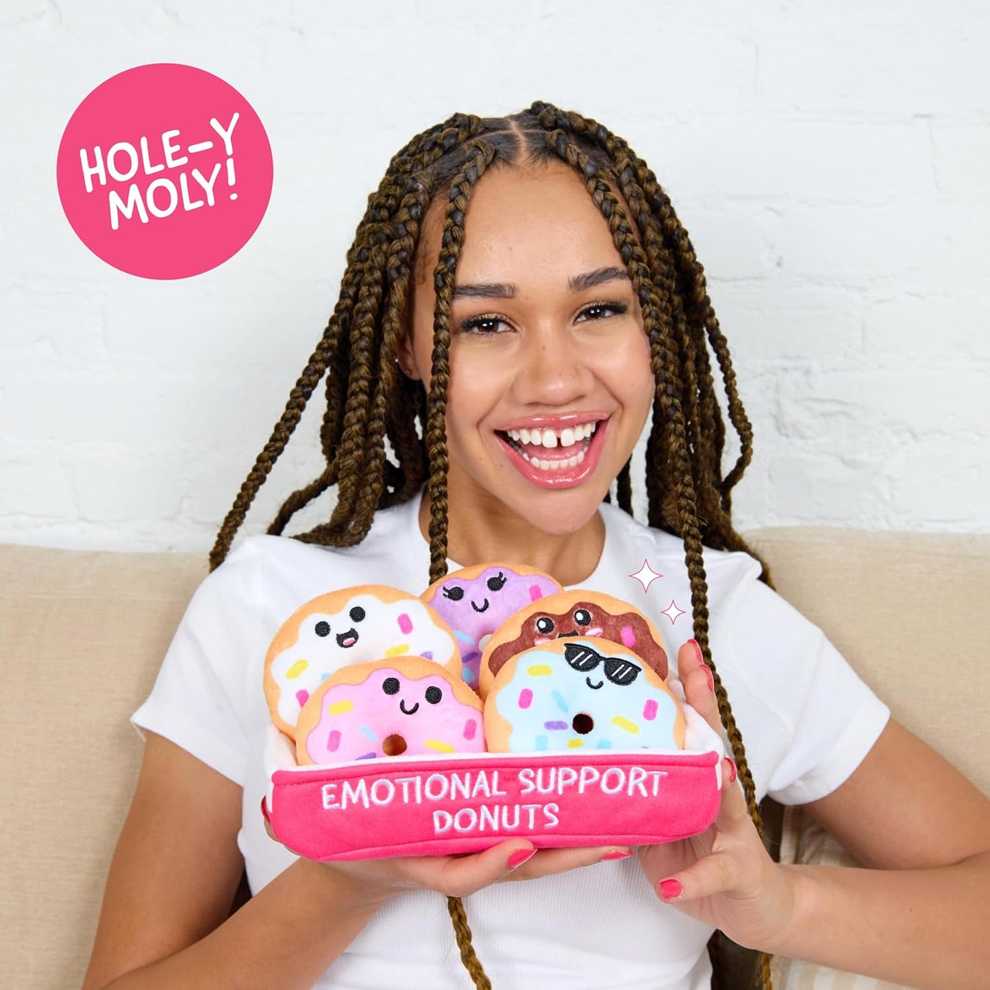 Hot WHAT DO YOU MEME? Emotional Support Donuts by Relatable, Cuddly Stuffed Animals and Toys, Squishy Toys and Plushies, Great Ideas for Loved Ones of All Ages, Includes 5 Plushies with Carrying Basket