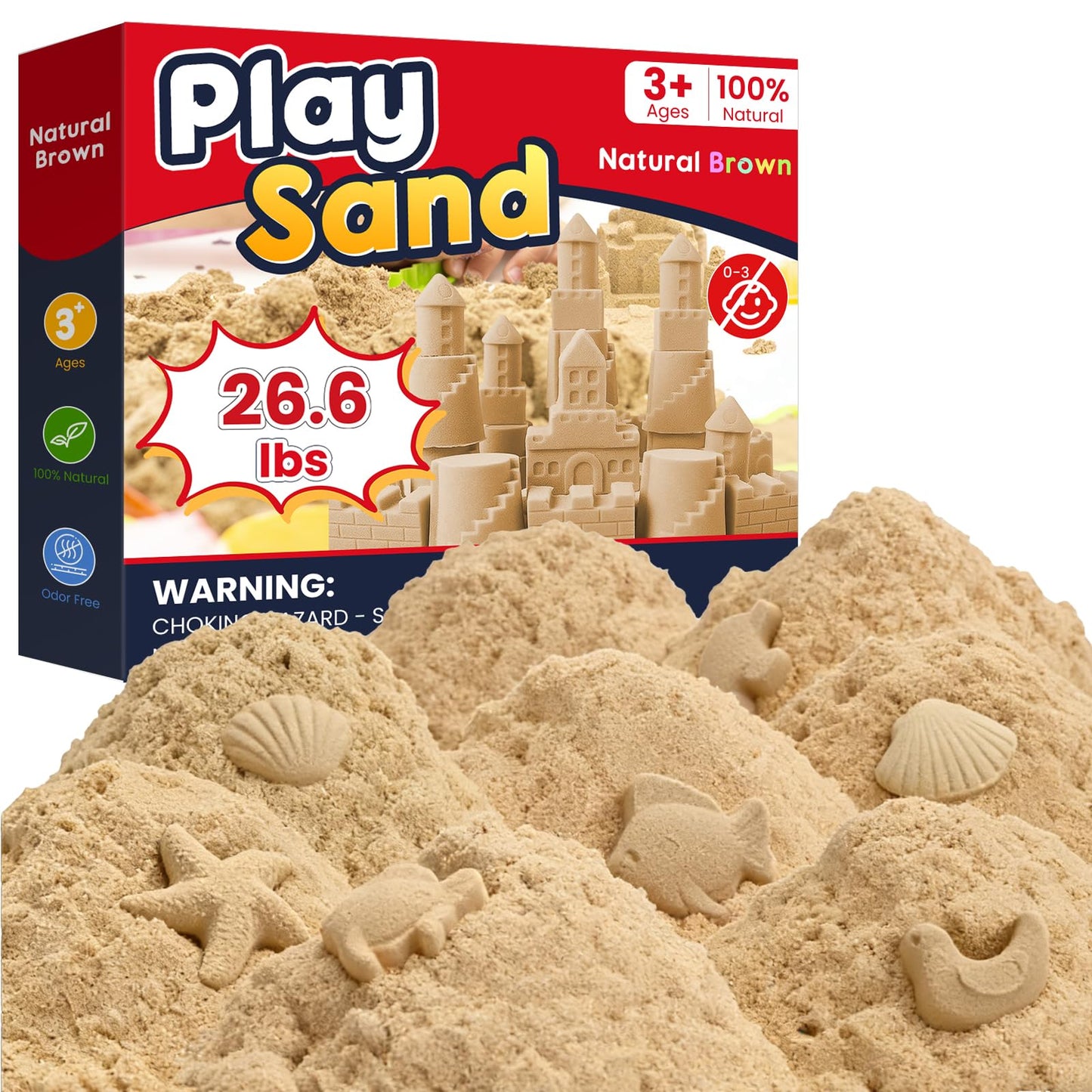 HotFURWEY 6.6lbs Play Sand, Natural Brown Sensory Sand,Suitable for Children to Shaping, Squeezing and Sculpting（Without Molds）