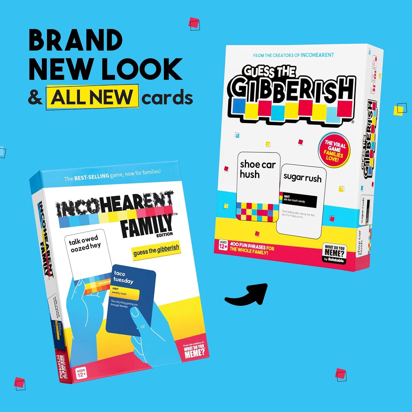 HotGuess The Gibberish Card Game for Families by Relatable, From The Creators of Incohereant, Fun Kids Games for Kids 12+, Game Night With Friends, Includes 400 Cards, Instructions, and 1 Sand Timer