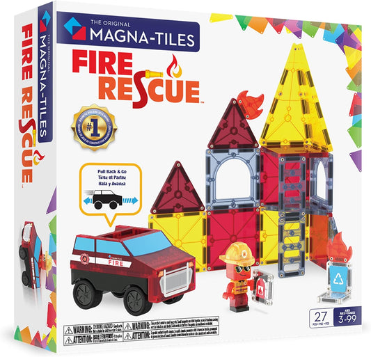HotMAGNA-TILES Fire Rescue 27-Piece Magnetic Construction Set, The Original Magnetic Building Brand
