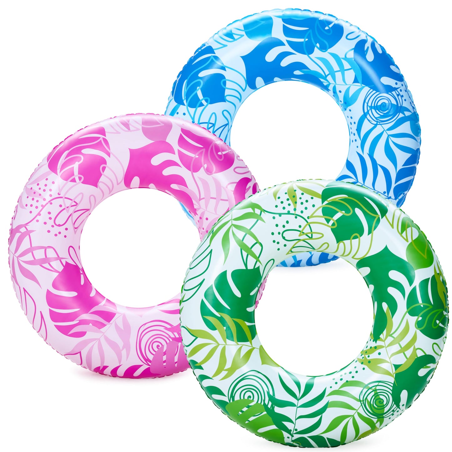 HotJOYIN Inflatable Swim Tube Raft (3 pack) with Summer Fruits Painting, Pool Toys for Swimming Pool Party Decorations