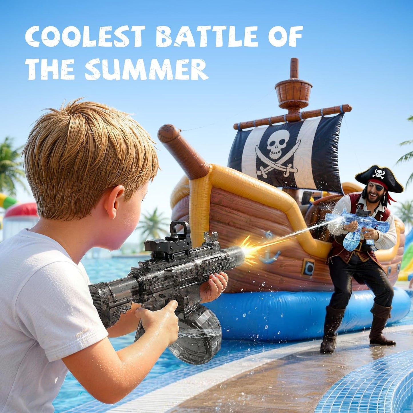 Hot 2 Pack Water Gun for Kids, Squirt Guns for Kids with LED Light & 25 FT Shooting Range, Large Capacity No Leak Water Gun, Summer Swimming Pool Beach Outdoor Water Fighting Parties Toys