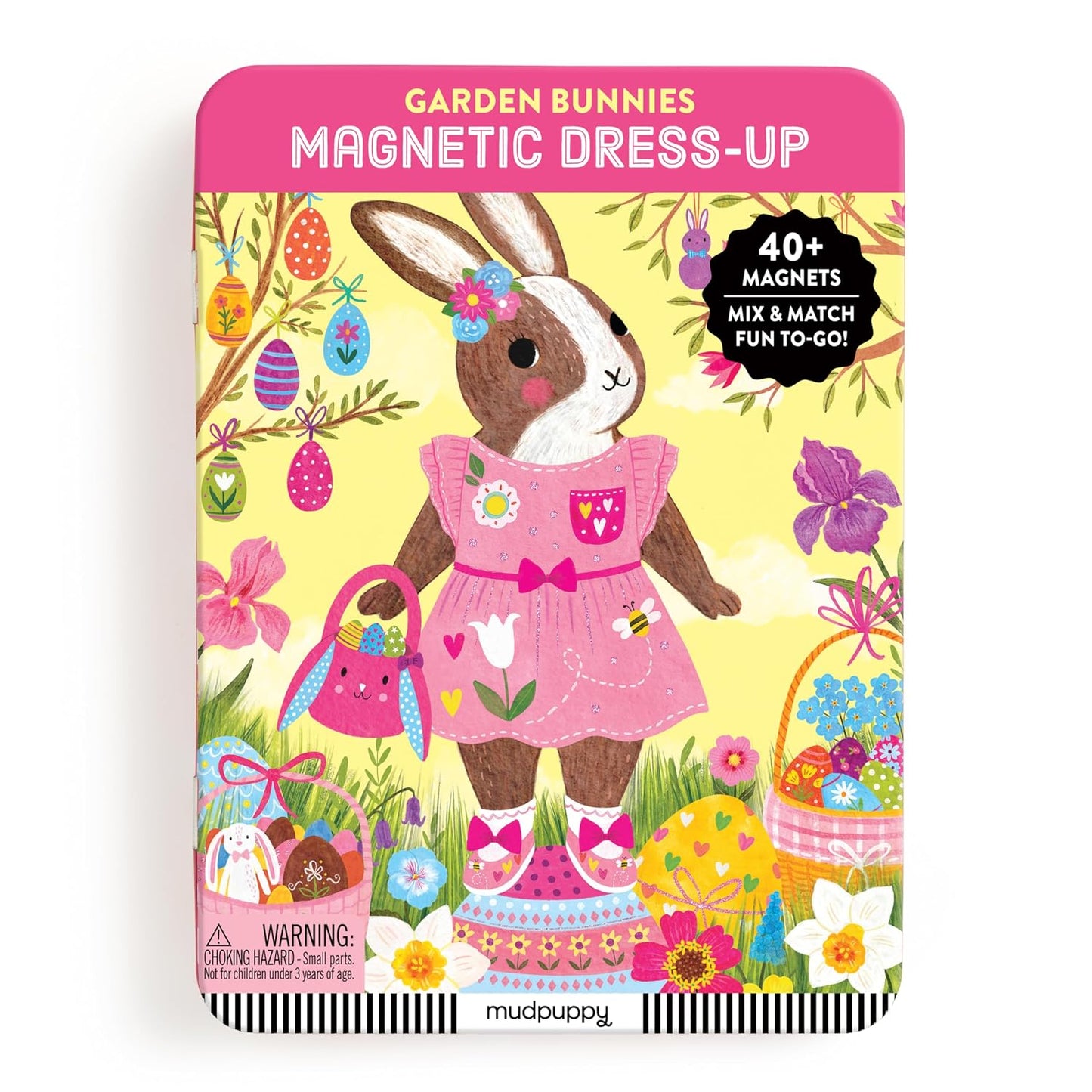 Hot Mudpuppy Garden Bunnies – Magnetic Dress Up Set Including 2 Illustrated Bunny Themed Background Scene and 40+ Mix and Match Magnets