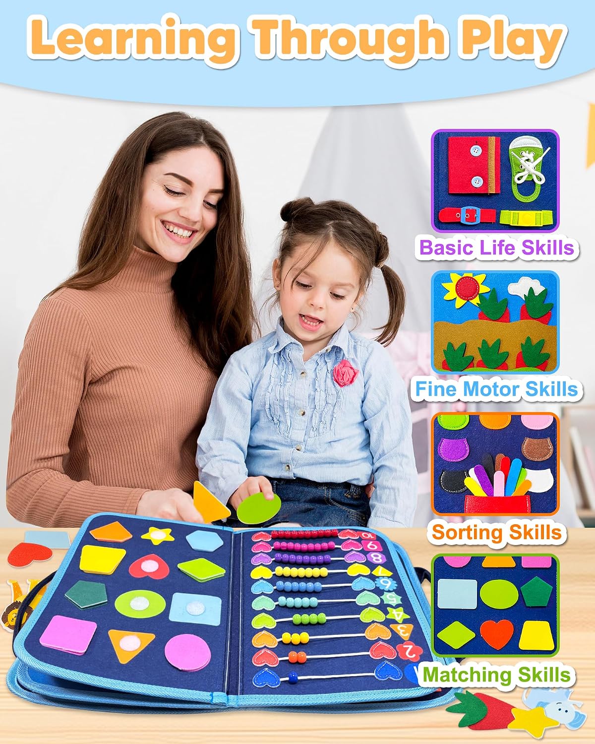 Hot Exorany Busy Board Montessori Toys for Toddler Boy Birthday Gifts, Busy Book Sensory Learning Toys for Toddlers, Toddler Boy Airplane Car Travel Toy Educational Activities