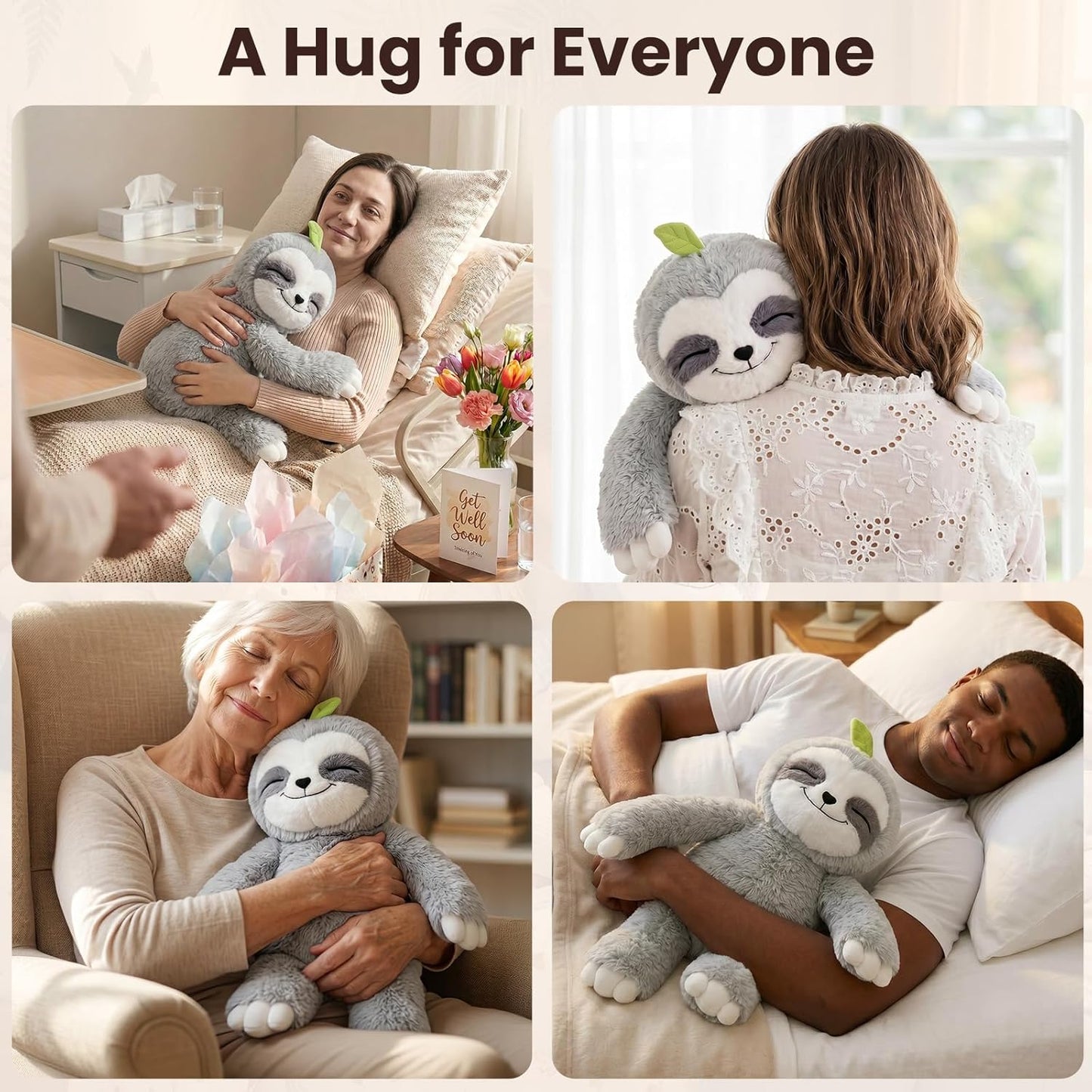 Hot Mewaii 4 Lbs Weighted Stuffed Animals with Heating Pad- Heavy Belly & Limbs, 20" Sloth Heated Plush for a Realistic Hug, Super Soft Fluffy Plush Toy for Kids