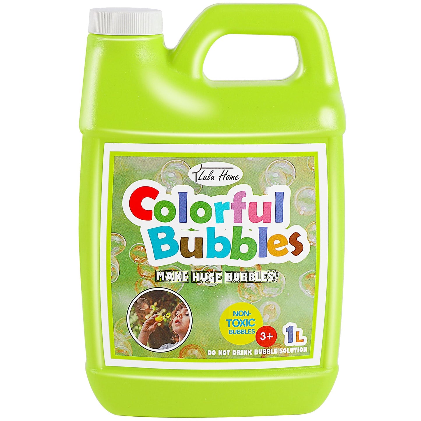 HotLulu Home 33.8 OZ/1 L Concentrated Bubble Solution, Refill for Bubble Machines, Giant Wands, and Blowers - Up to 2.5 Gallons for Kids' Birthday Parties