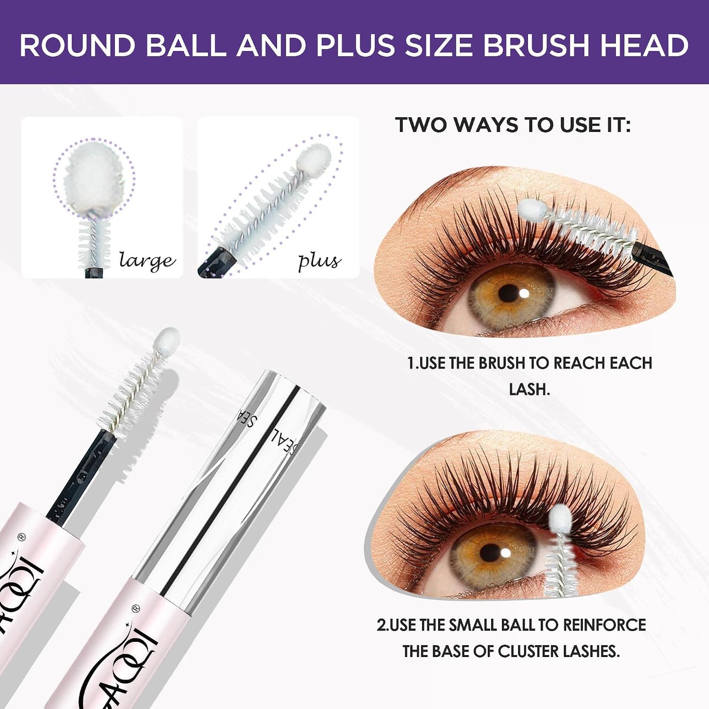 HotGAQQI Lash Cluster Glue, Lash Bond and Seal Waterproof, Bond & Seal Eyelash Glue for Clusters, Eyelash Adhesive Black Long-Lasting 72H, Latex-Free（5ml+5ml）