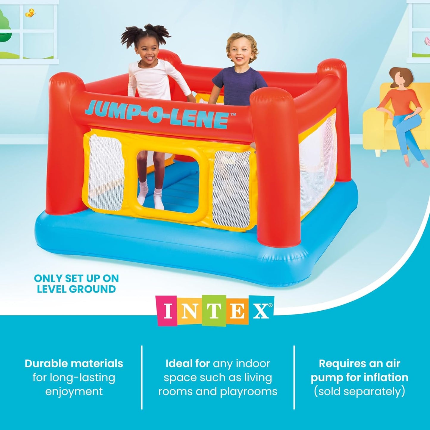 Hot Intex Inflatable Jump-O-Lene Playhouse Trampoline Bounce House for Kids Ages 3-6