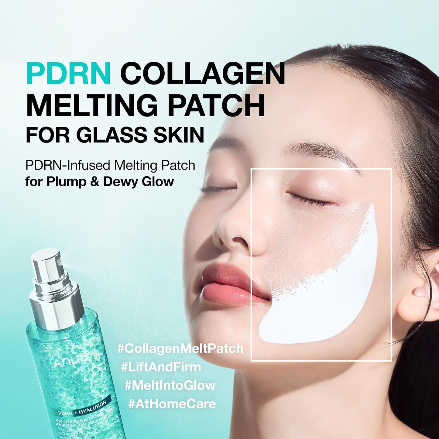 HotANUA Salmon DNA PDRN Collagen Melting Patch for Glass skin, Smile Line Patches, Wrinkle Patches, Melting Thin Collagen Patch, Firming for Fine Lines, Glow, Korean Skincare, 2 Pairs x 4EA, Patch Only