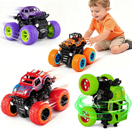 Hot 4 Pack Monster Trucks Toys for Boys 2 3 4 5 6 7 Year Old, Friction Powered Pull Back Car Toys for Toddlers Kids Ages 3-5 2-4 4-7, Best Birthday Christmas Party Gift for Boys and Toddlers
