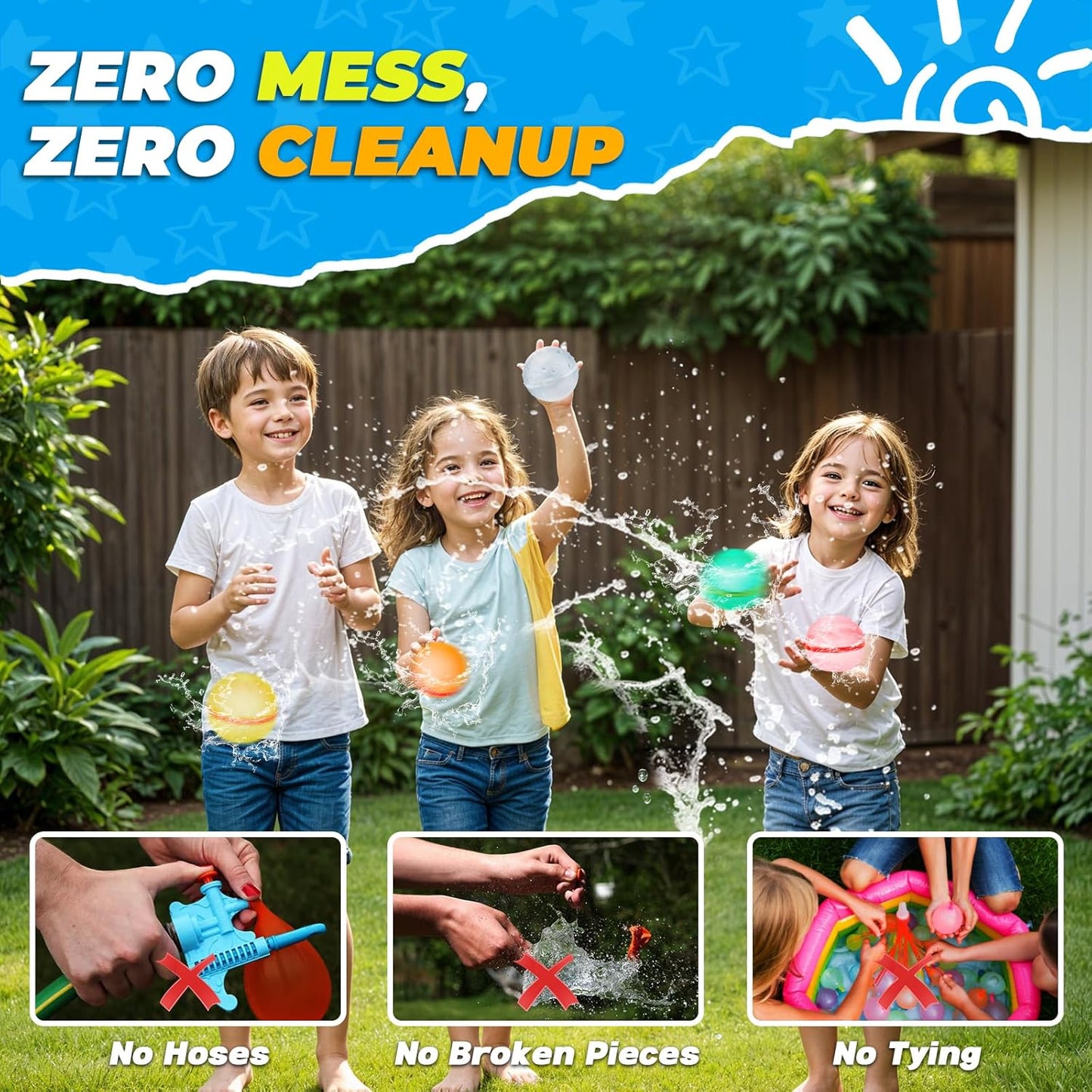 Hot 6 PCS Reusable Water Balloons, Refillable Magnetic Water Balls for Outdoor Games, Self Sealing Water Splash Bomb Quick Fill for Summer Fun, Pool Beach Toys for Kids Ages 3-12