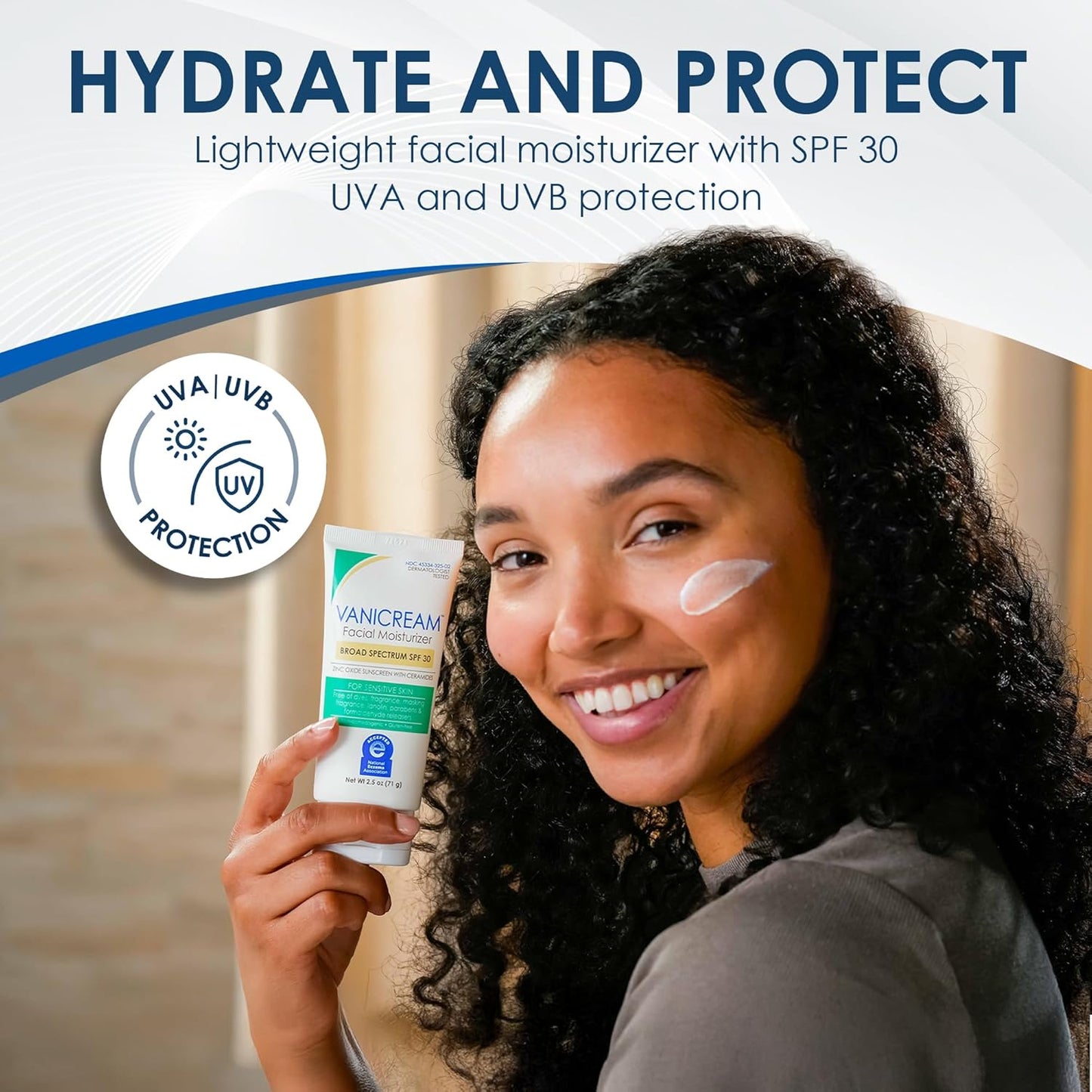 HotVanicream Facial Moisturizer SPF 30, 2.5 Fl Oz, Formulated without Common Irritants for Sensitive Skin, Zinc Oxide Mineral Sunscreen, Provides Broad Spectrum Protection from UVA/UVB Rays