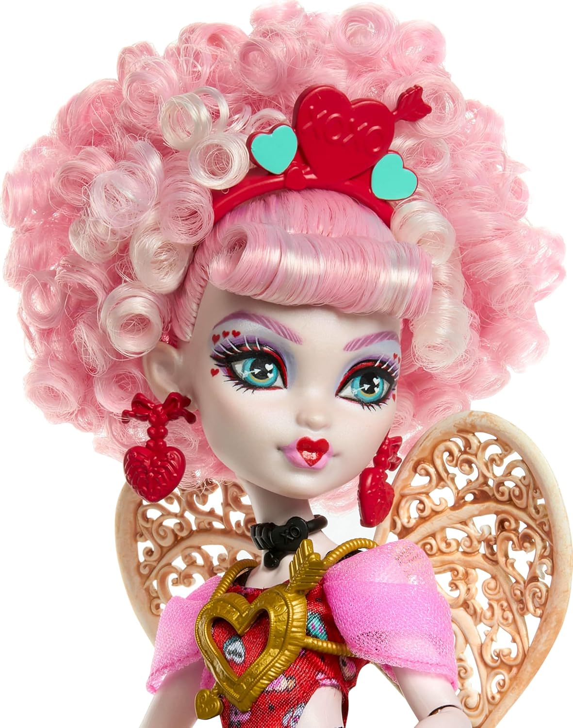 Hot Monster High Scary Sweet Birthday Cupid Asteria Doll | Doll in Pink and Red Party Dress with Party-Themed Accessories like Invite, Balloon, Gift and More