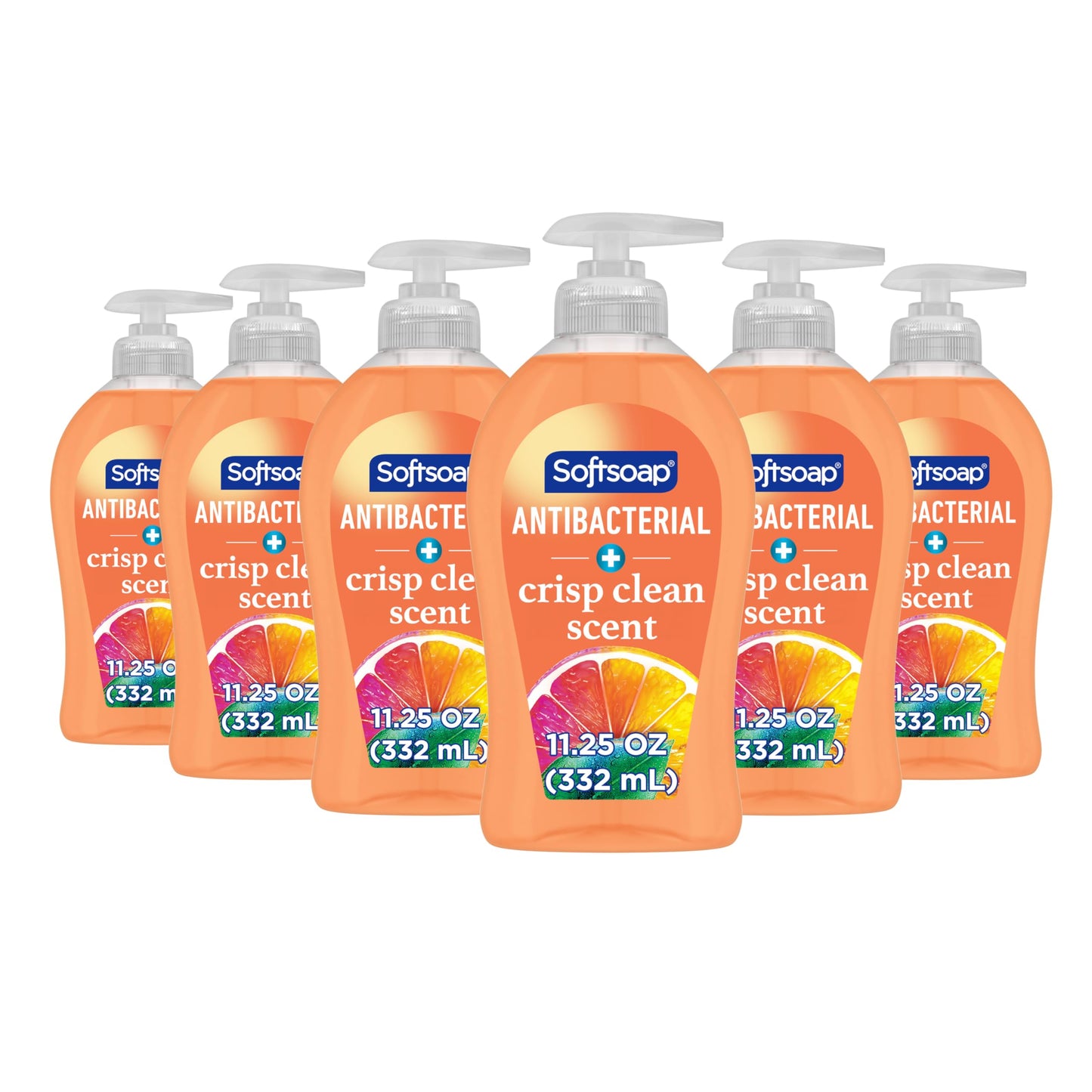 HotSoftsoap Antibacterial Liquid Hand Soap, Crisp Clean Scent, 11.25 Ounce, 6 Pack