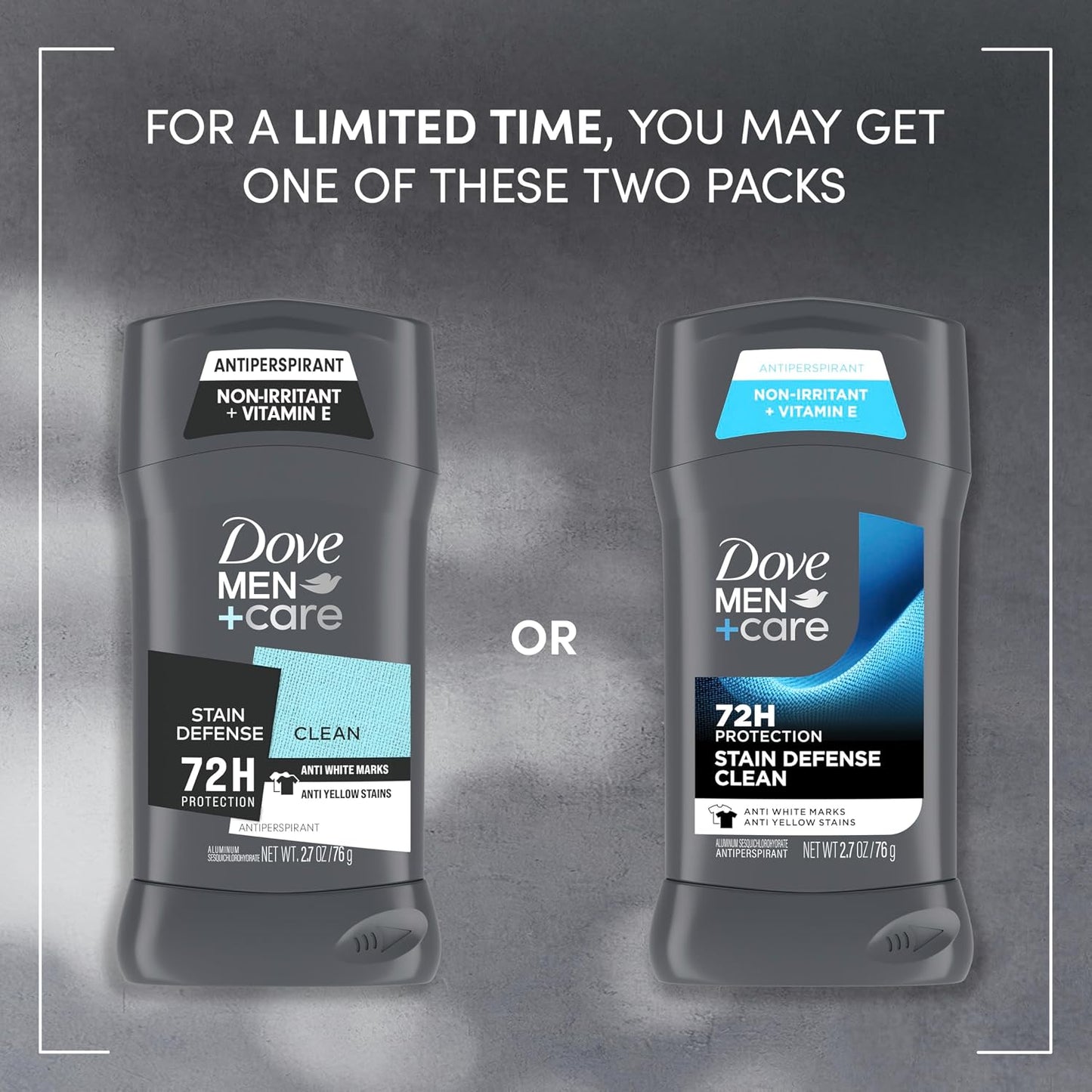 HotDove Men+Care Deodorant Stick 4 Count Stain Defense Clean for Men, Anti-white Marks & Anti-yellow Stains with 72-hour Sweat and Odor Protection 2.7 oz