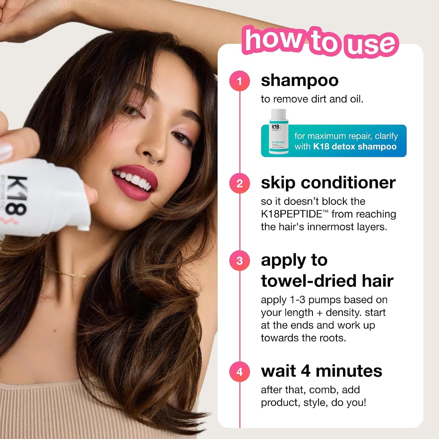 HotK18 Leave-In Molecular Repair Hair Mask, Patented, Lasting Repair For Dry, Frizzy, Damaged Hair, Reverse Damage In 4 Minutes From Bleach, Color, Chemical Services + Heat