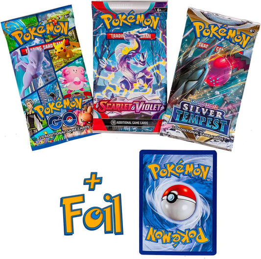 HotPokemon TCG: 3 Booster Packs & 1 Random Foil | Includes 3 Blister Packs of Random Cards & 1 Individually Packed Holofoil Promo Card, 097712556710
