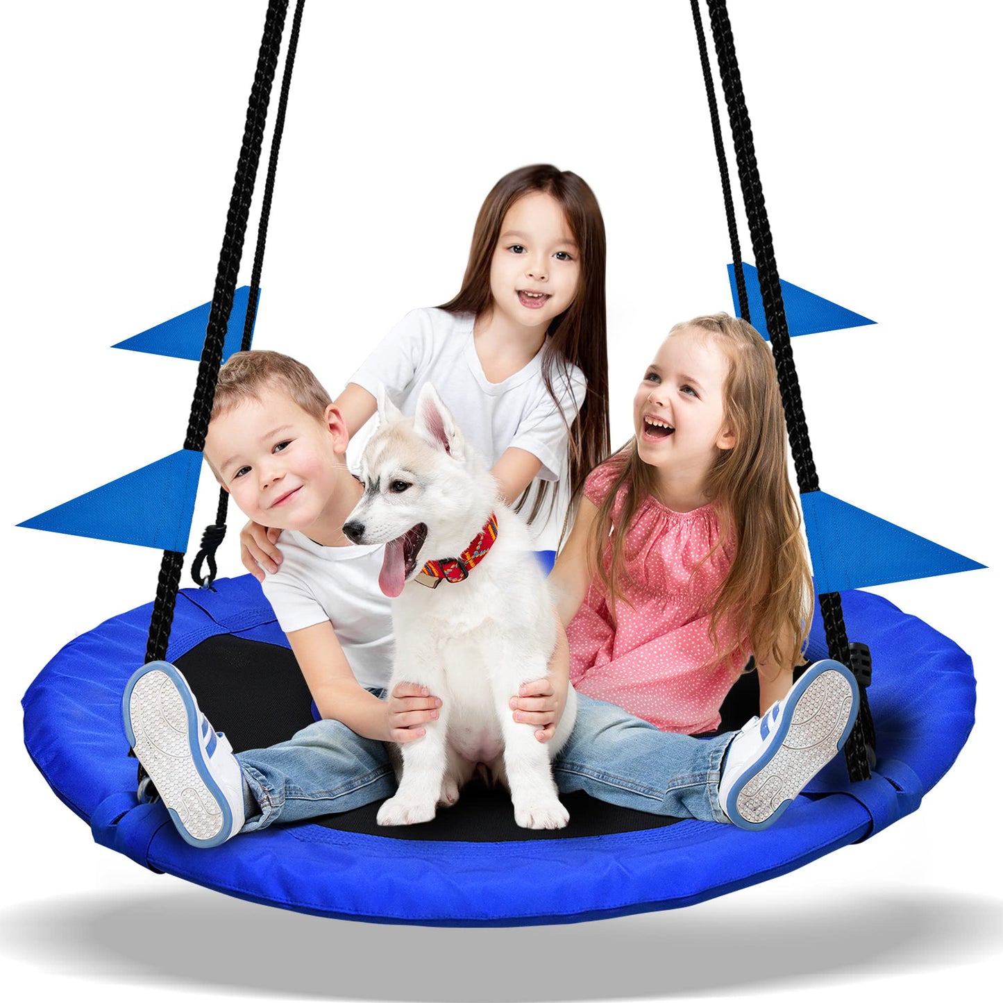 Hot PACEARTH 40 Inch Saucer Tree Swing Flying 900lb Weight Capacity 2 Added Hanging Straps Adjustable Multi-Strand Ropes Colorful Safe and Durable Swing Seat for Children