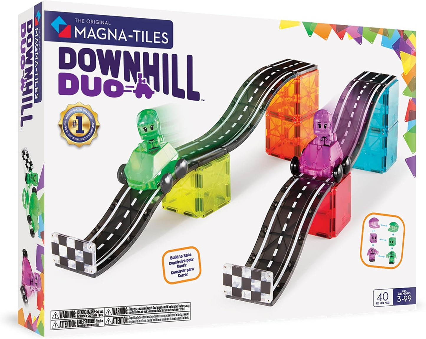 HotMAGNA-TILES Downhill Duo 40-Piece Magnetic Construction Set, The Original Magnetic Building Brand