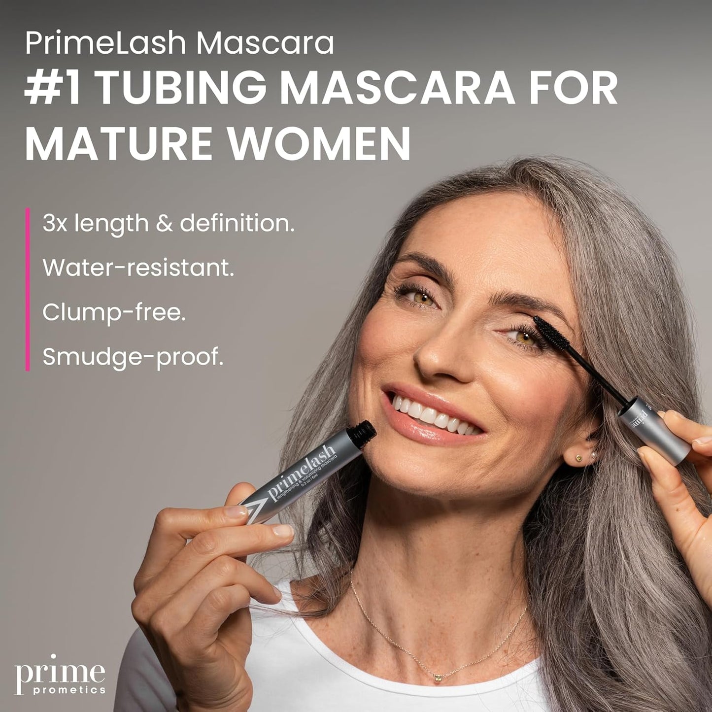HotPrime Prometics PrimeLash Mascara for Older Women – Volumizing, Incredible Length in 2 Coats – Long-Stay, Zero Clumps, Hypoallergenic (Black)