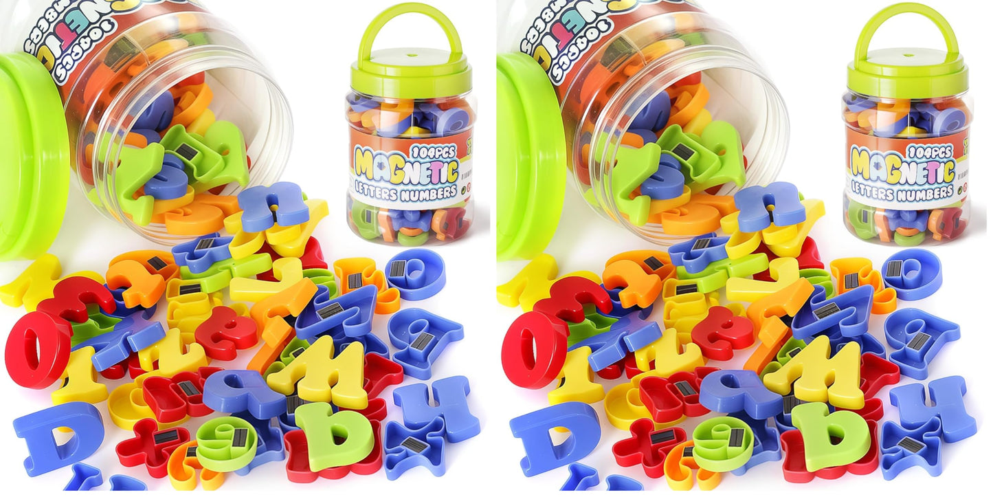 Hot LovesTown 104 PCS Alphabet Magnetic Letters and Numbers for Toddlers,ABC 123 Fridge Educational Set,Great Learning Gift from Parents or Teachers