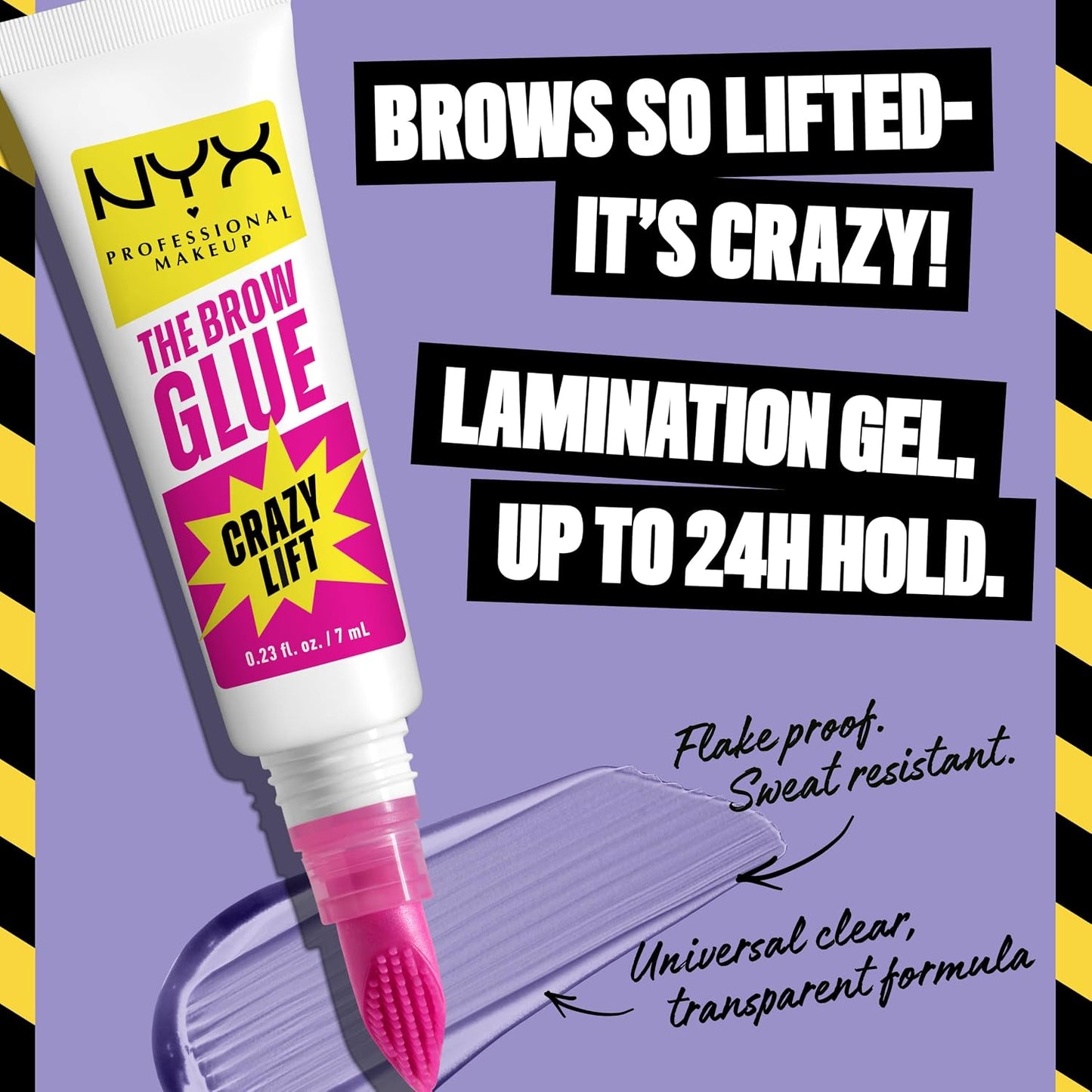 HotNYX PROFESSIONAL MAKEUP The Brow Glue Crazy Lift, Brow Lamination Gel with 16HR Strong Hold & Built-In Styling Comb - Clear Eyebrow Gel