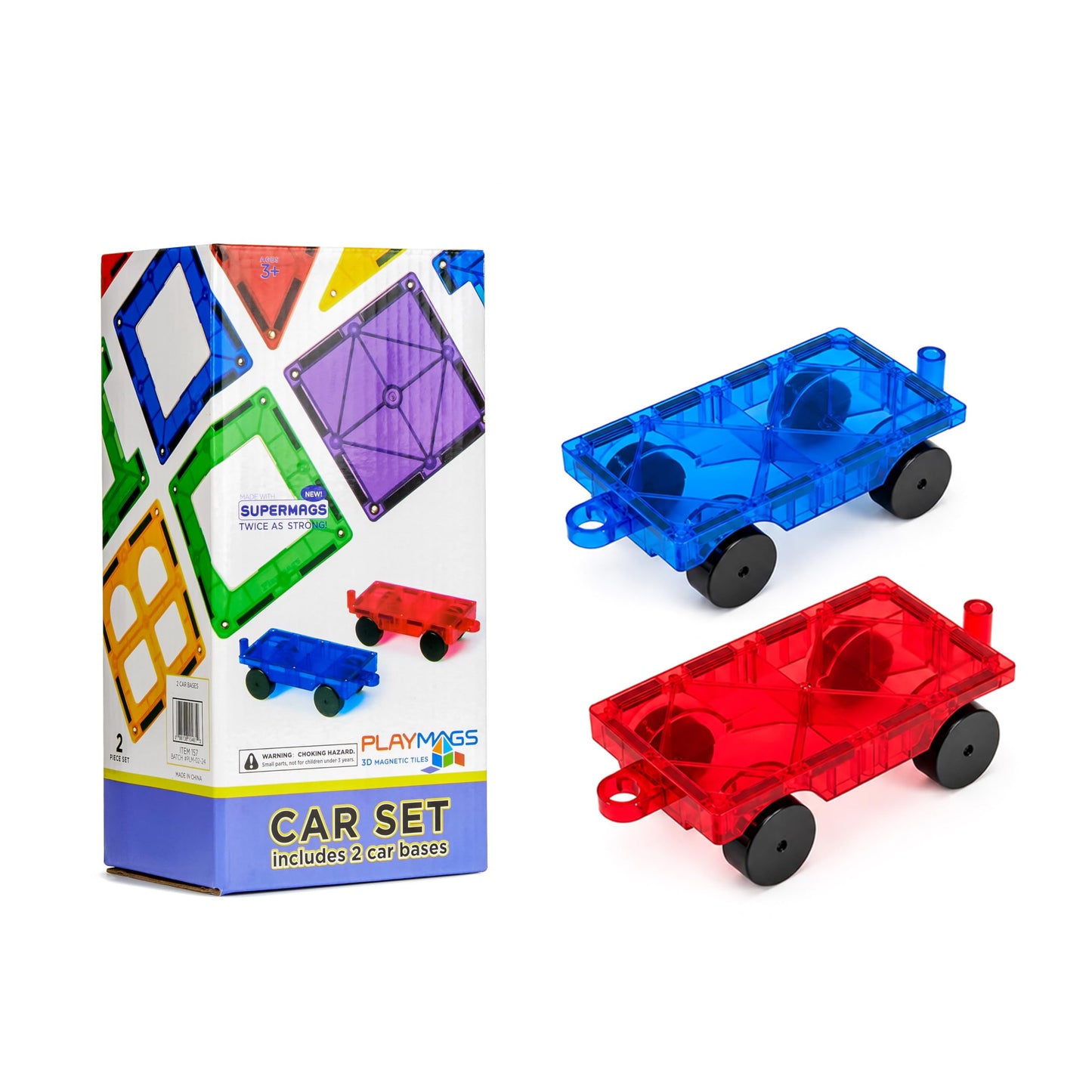 Hot Playmags Magnetic Tiles for Kids 100-Piece Set, STEM Educational Building Blocks Toys for Kids, Includes Click-in ABC Learning Tiles, Gift for Boys & Girls, Add on Magnetic Figures, Car Set Available