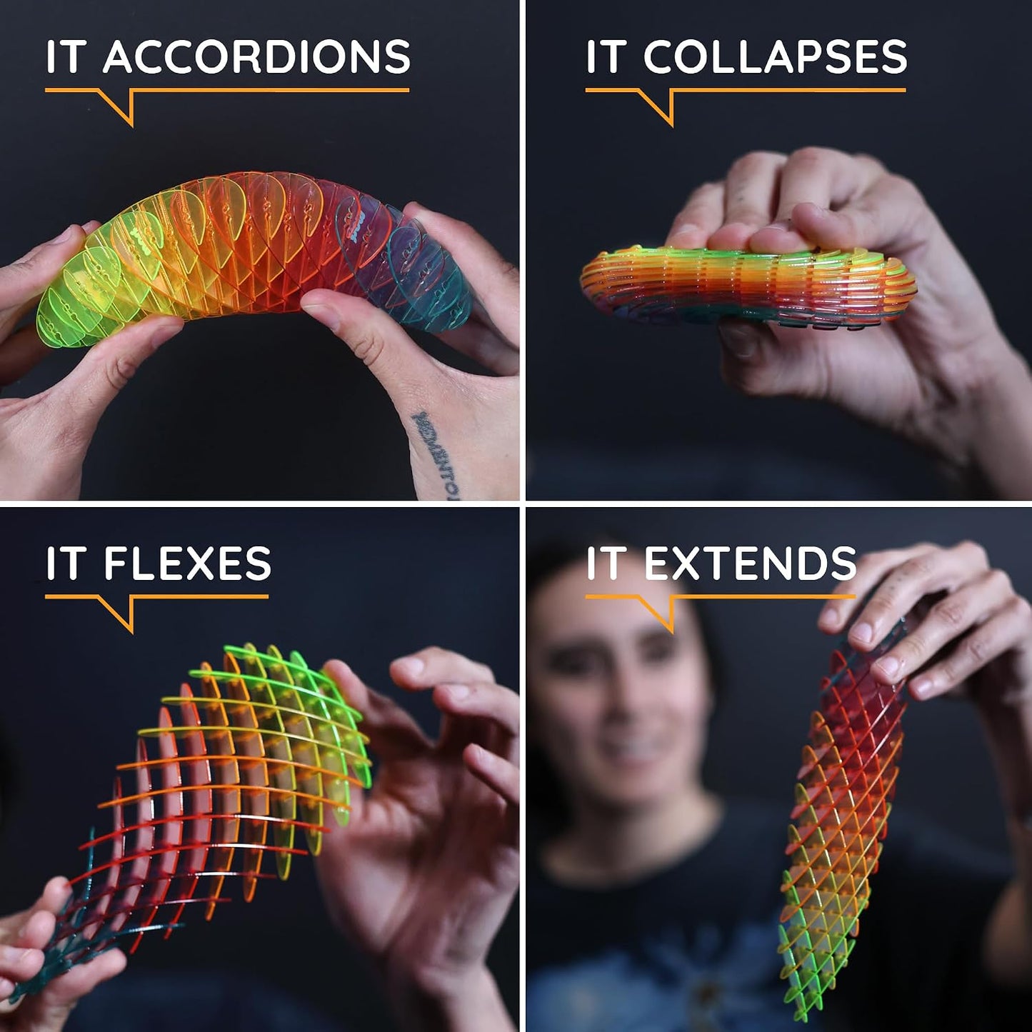 HotMorf Fidget Worm Toy - Flexible 3D Sensory Slug Figgy Toy for Kids, Teens, and Adults – Stretchy, Quiet, Stress and Anxiety Relief, Focus - For Play, School, Work Gifts, Great For Classroom and Office