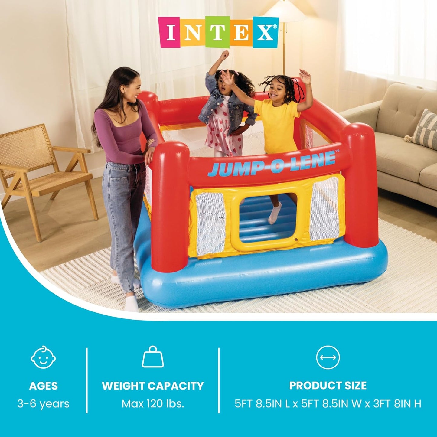 Hot Intex Inflatable Jump-O-Lene Playhouse Trampoline Bounce House for Kids Ages 3-6