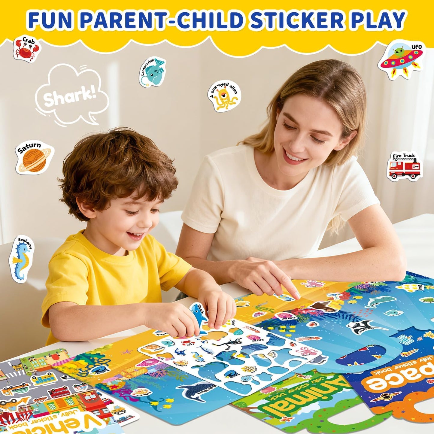 Hot6 Sets Reusable Sticker Book for Toddlers 3-6, Jelly Stickers Book for Kids, Travel Sticker Activity Toys for Childs 3 4 5 6 Years Girls & Boys Best Gifts