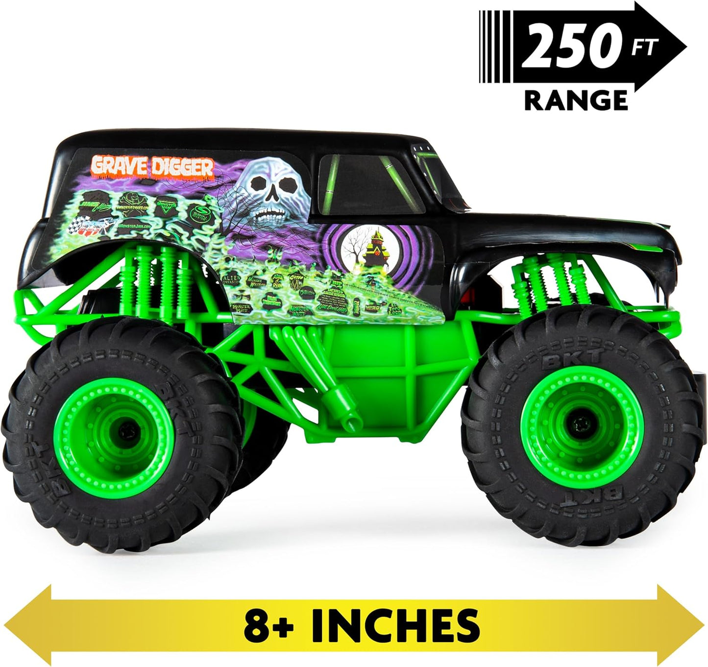 HotMonster Jam Official Grave Digger Remote Control Monster Truck, 1:24 Scale, 2.4 GHz, for Ages 4 and Up