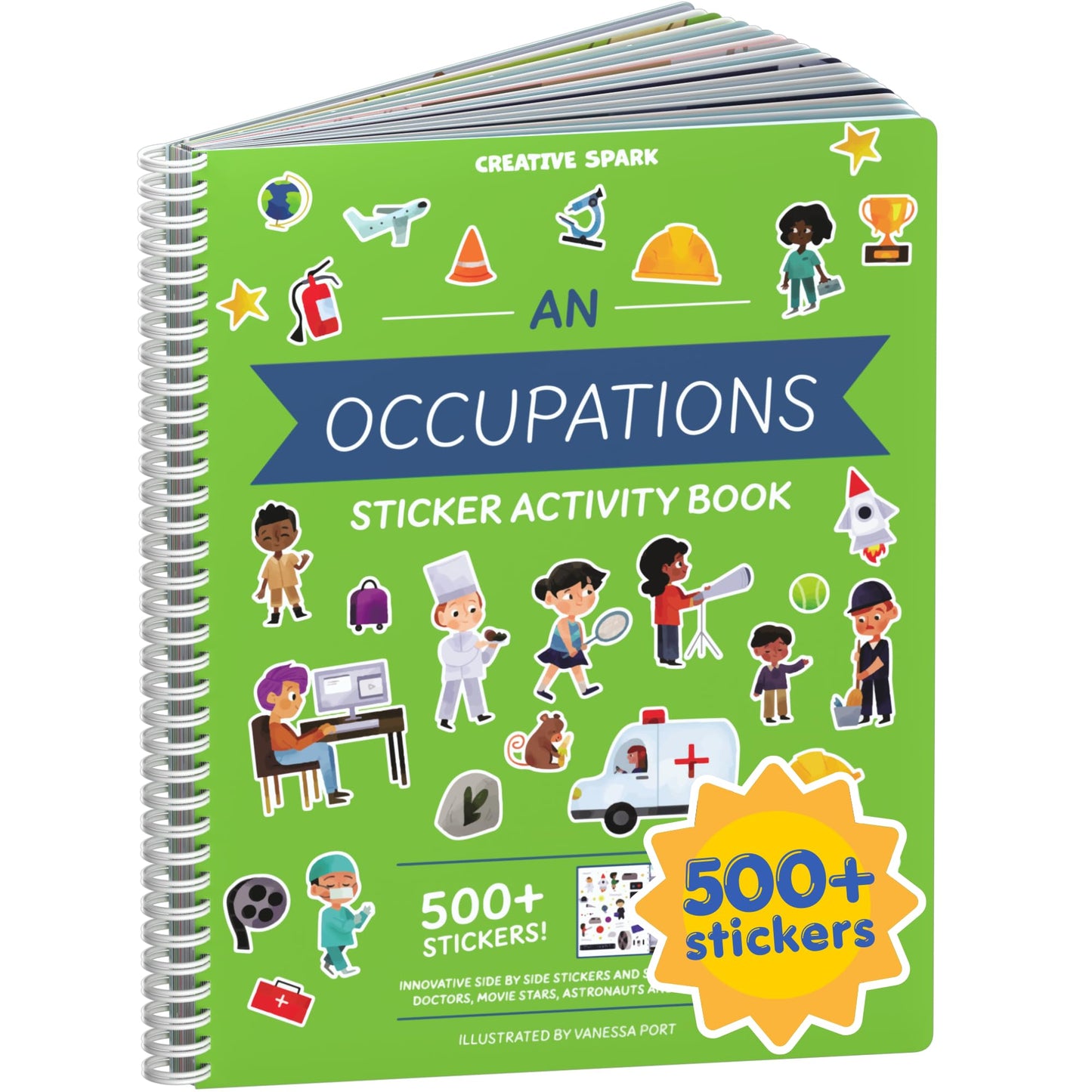 HotCars, Trucks, Planes & Trains 500+ Kids Sticker Book by Cupkin Fun Toddler Travel Activity Coloring and Sticker Book, Road Trip Essentials, 12 Coloring Pages + Scenes for Ages 2–8 Years
