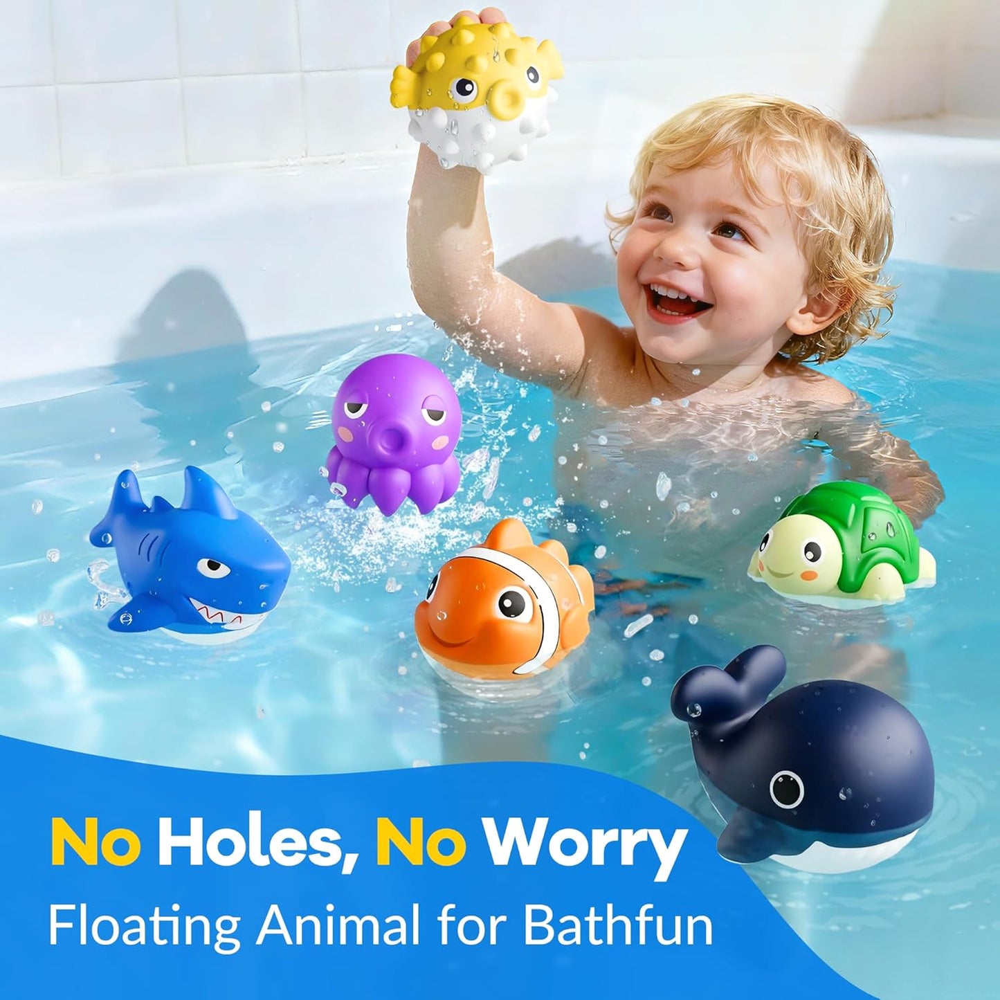 HotFunscape Kids Pool Diving Toys, Water Swimming Dive Pool Game, Toddler Bath Toy Play Set W/ Fish Box Floating Animals, Fun Outdoor Beach Lake Swim Summer Party Gift 3 4 5 6 7 8 10 12 Year Old Boy Girl