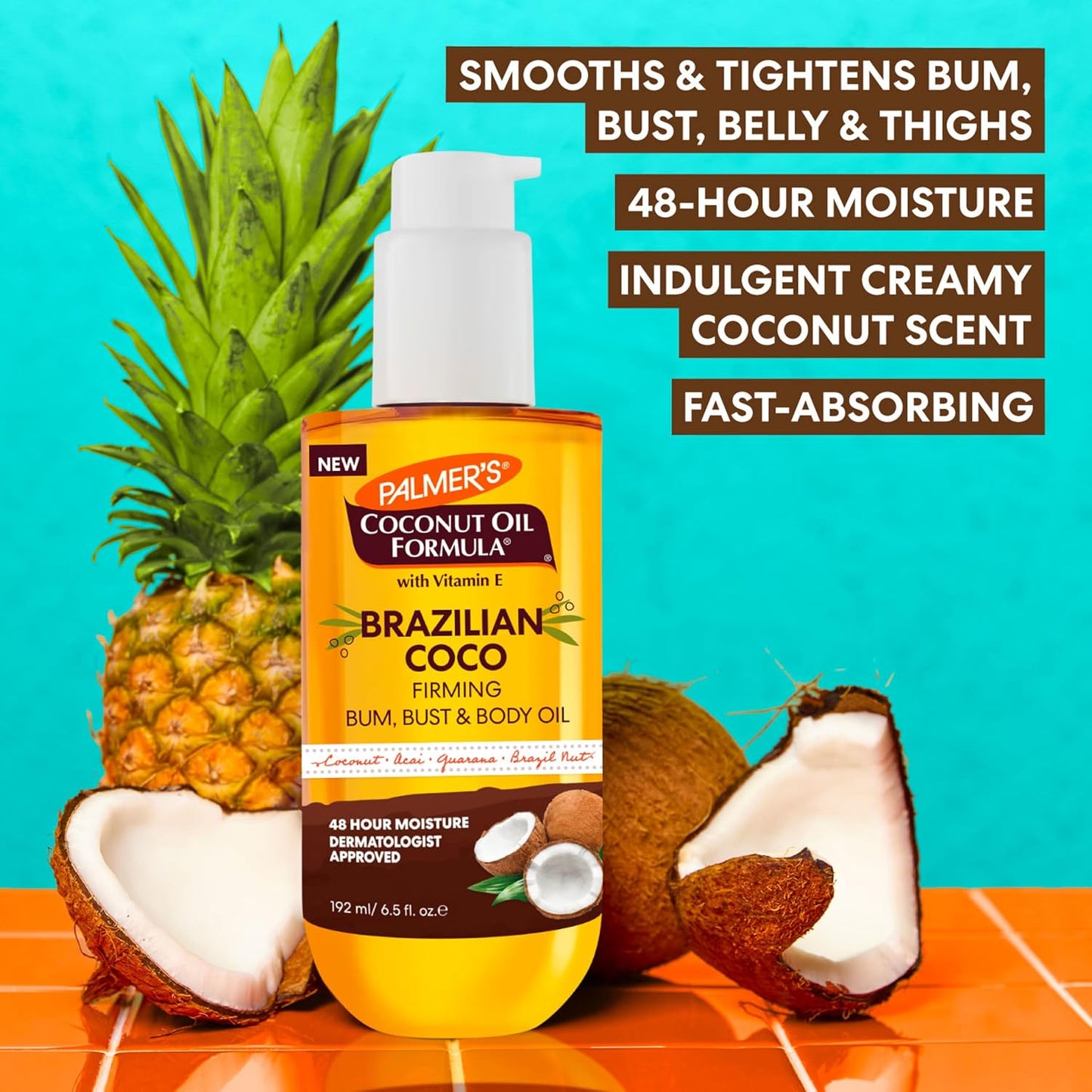 HotPalmer's Brazilian Cocoa Firming Body Oil, Coconut Oil Formula (6.5 Fl Oz)