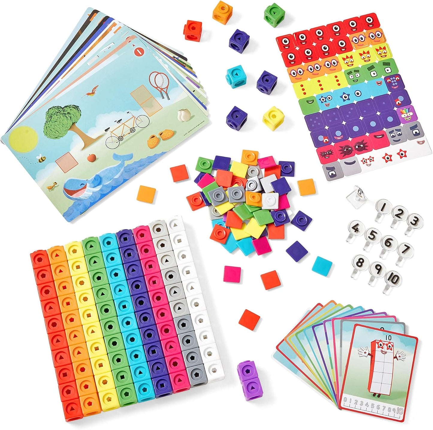 Hothand2mind MathLink Cubes Numberblocks 1-10 Activity Set, 30 Preschool Learning Activities, Counting Blocks, Linking Cubes, Educational Toys for Kids, Number Games, Math Manipulatives Kindergarten