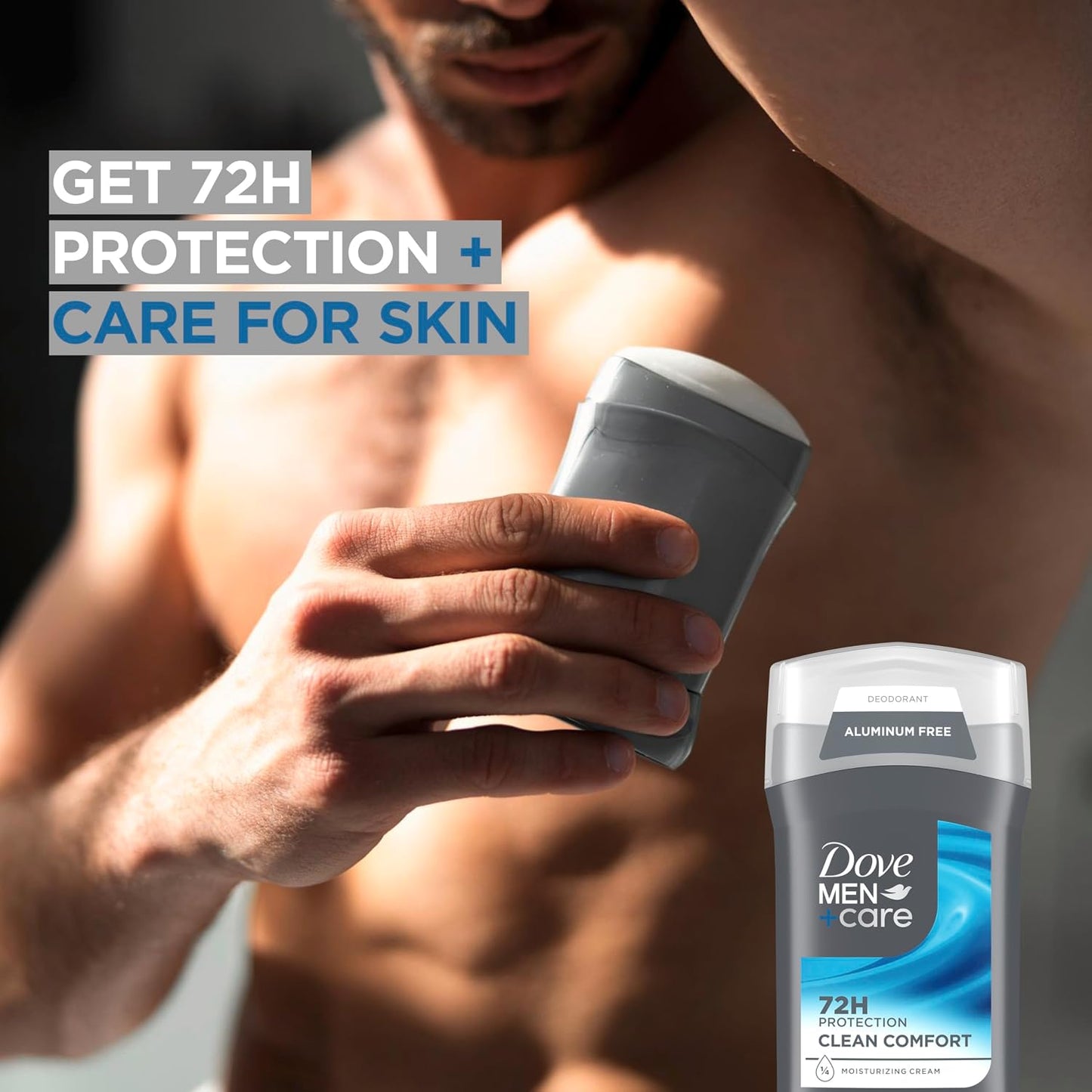 HotDOVE MEN + CARE Deodorant Stick for Men Clean Comfort 4 Count Aluminum Free 72-Hour Odor Protection Mens Deodorant with 1/4 Moisturizing Cream 3 oz (Pack of 4)
