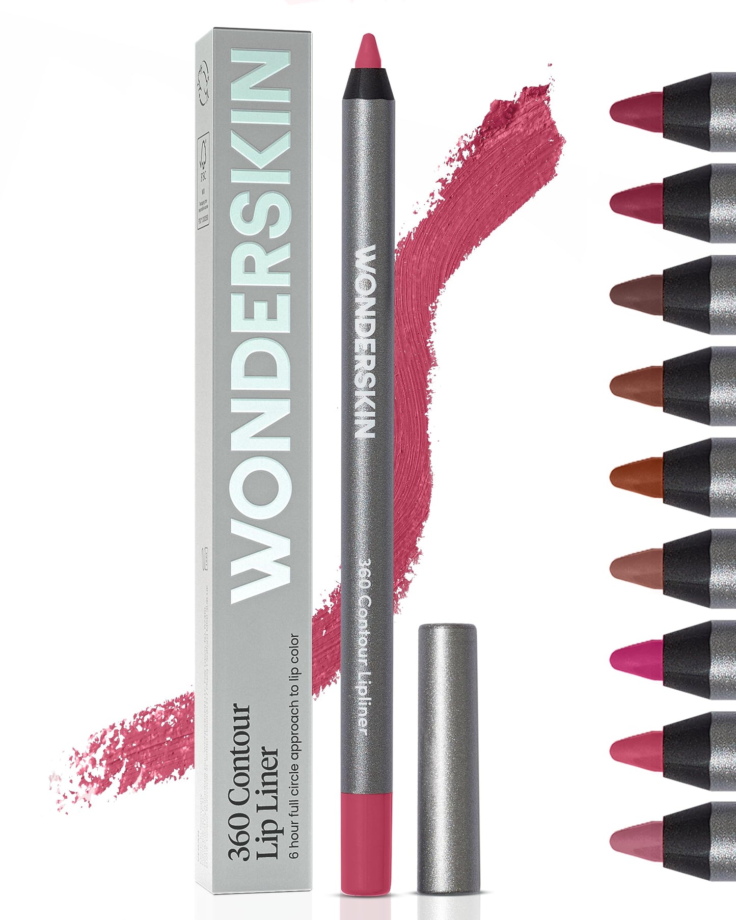 HotWonderskin Lipliner Pencil - 360 Contour Lipliner, Long Lasting, Sharpenable, Waterproof and Transfer-Proof Brown Lip Liner Pencil (Saddle)