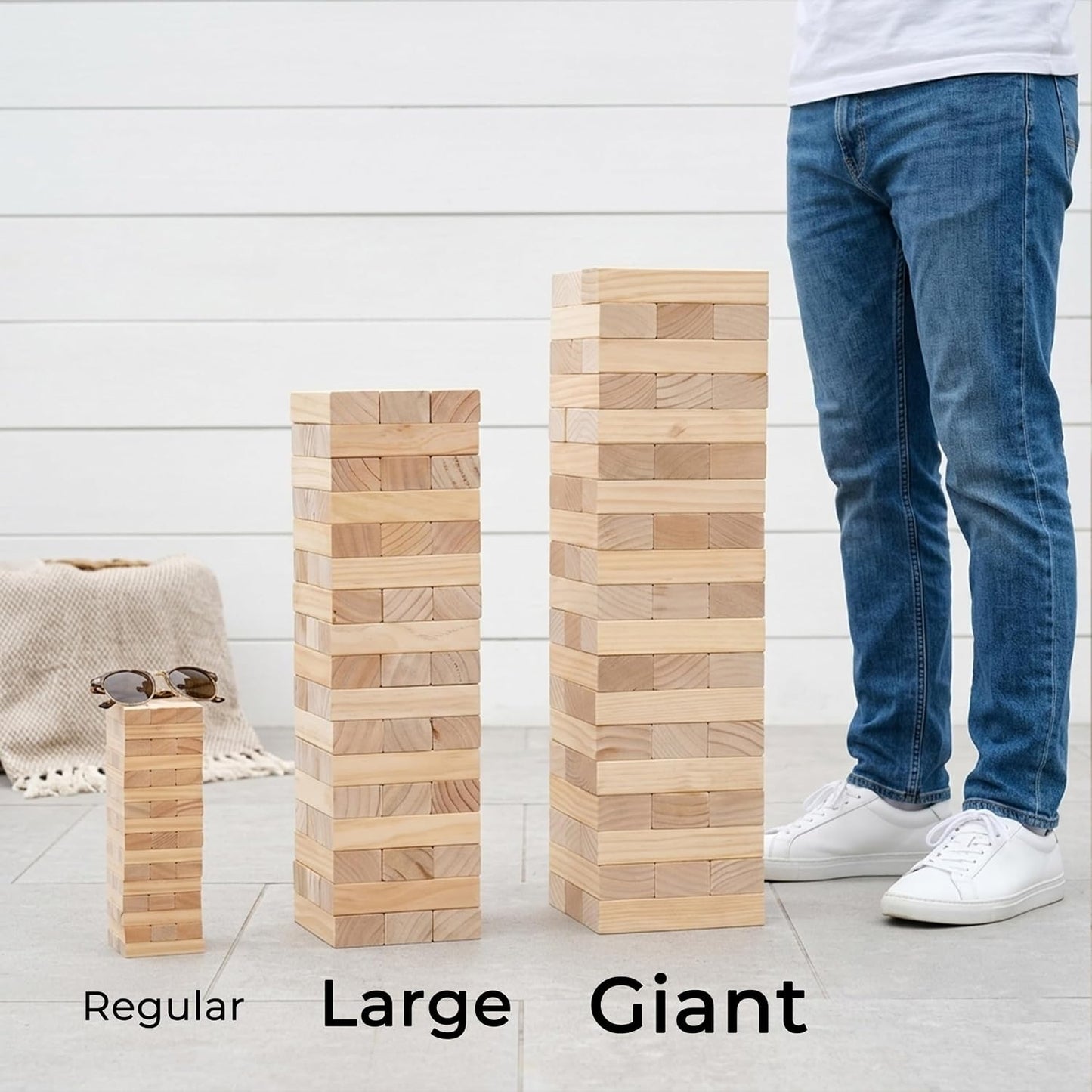 HotOutdoor Games Large Wooden Tower Stacking Game - 54 Premium Pine Blocks Stack up to 4FT with Custom Rules Board & Heavy Duty Carry Bag - Outdoor Lawn Games for Backyard Parties, Camping, Tailgating