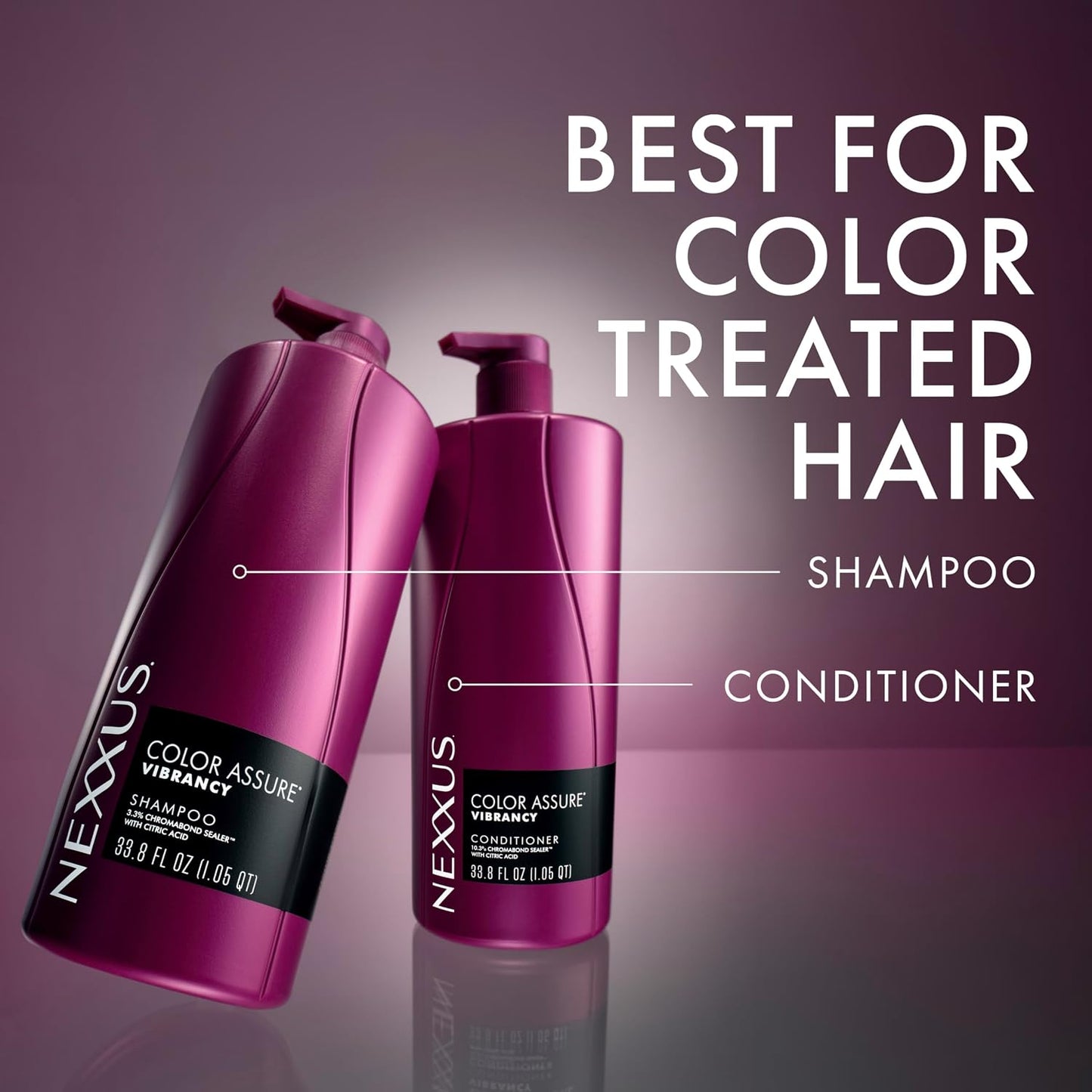 HotNexxus Color Assure Color Care 2 Count for Vibrancy Shampoo, Conditioner Color Treated Hair Powered by Chromabond Sealer with Citric Acid 33.8 fl oz