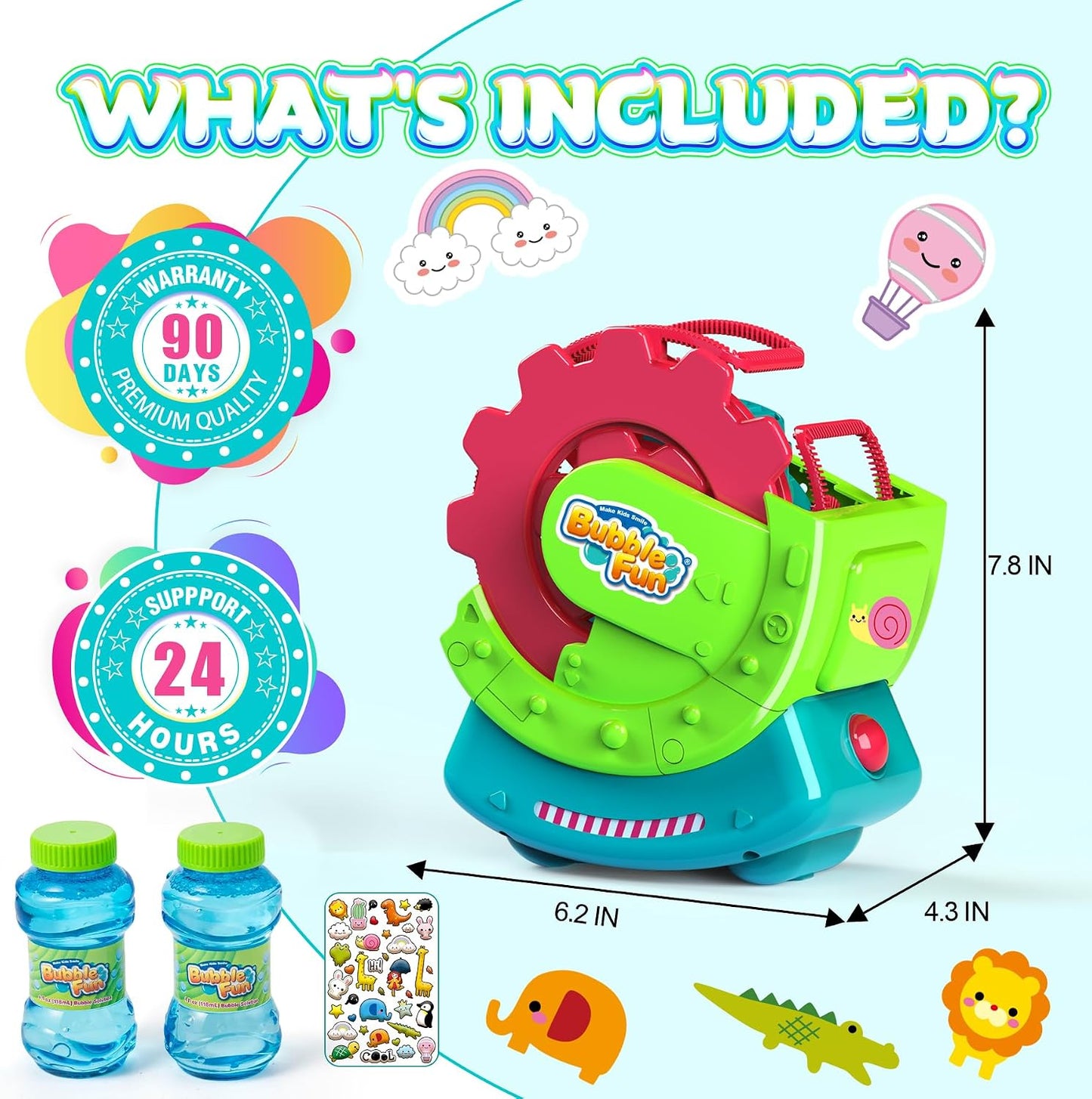 HotBubble Machine for Toddlers Kids & Pets, with 8oz Safe Solution, Extra Large & Bubbles in Bubble Maker, Children & Pets Dog Toys Gift, Indoor/Outdoor Birthday Wedding Party Bubble Blower