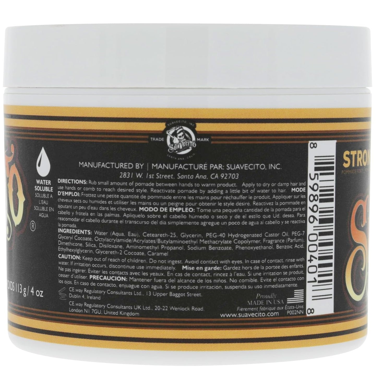 HotSuavecito Pomade Firme (Strong) Hold 4 oz, 1 Pack - Pomade For Men - Medium Shine Water Based Wax Like Flake Free Hair Gel - Easy To Wash Out - All Day Hold For All Hair Styles