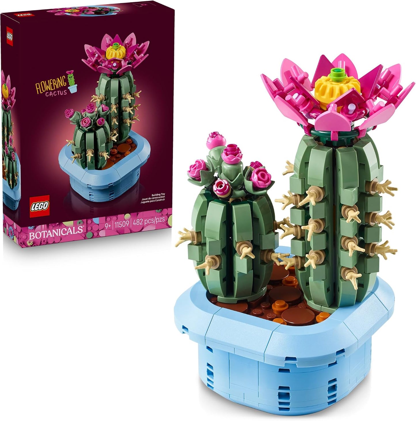 HotLEGO Botanicals Flowering Cactus Building Toy - Crafting Kit for Girls & Boys, Ages 9+ - Gift for Birthdays - Cactus Room Decor for Display for Bedroom or Book Shelf - 11509