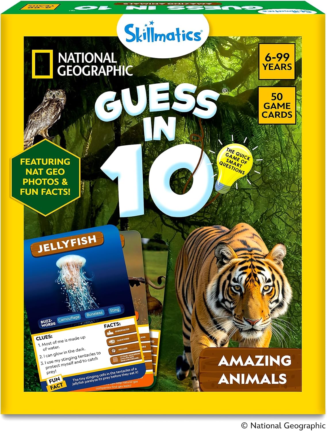 Hot Skillmatics Guess in 10 – National Geographic Animals, Card Game for Kids | Educational Game for Families, Animal Trivia & Travel Game, Screen-Free Fun, Gifts for Kids Ages 6, 7, 8, 9 and Up