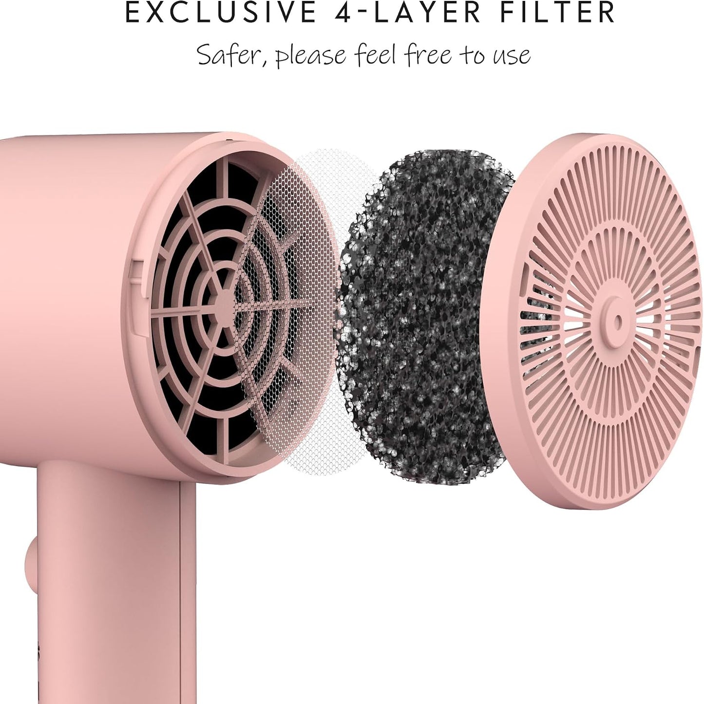 HotAINA Diffuser Hair Dryer Full-Featured Blow Dryer 110V/1600W(Babe Pink) | 3 Heat/2 Speed;Cold shut button;Lightweight;Compact Size;High Temp;Low Airflow;Same Results;Less Expense